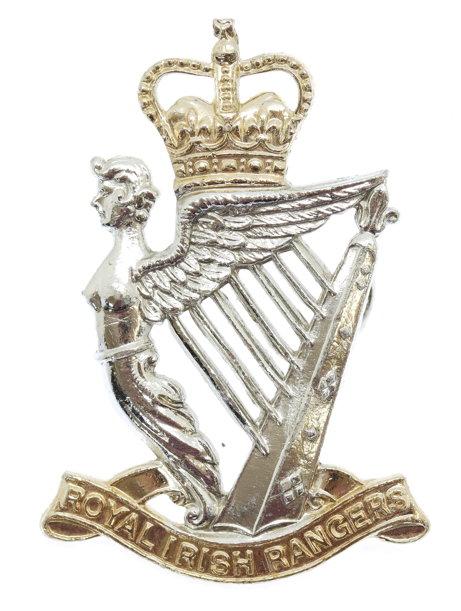 Royal Irish Rangers Anodised (Staybrite) Cap Badge - Queen's Crown