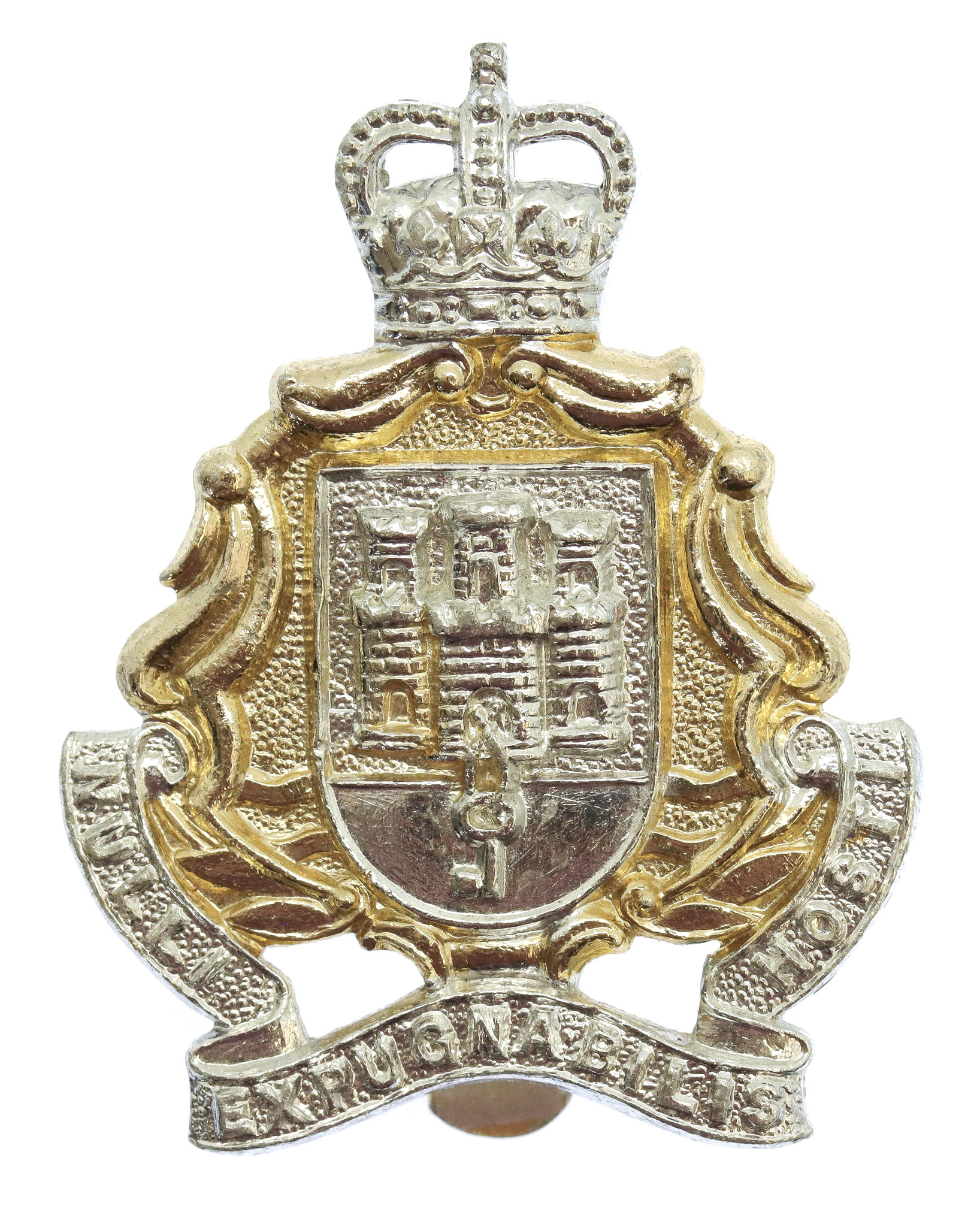 Gibraltar Regiment Anodised (Staybrite) Cap Badge - Queen's Crown