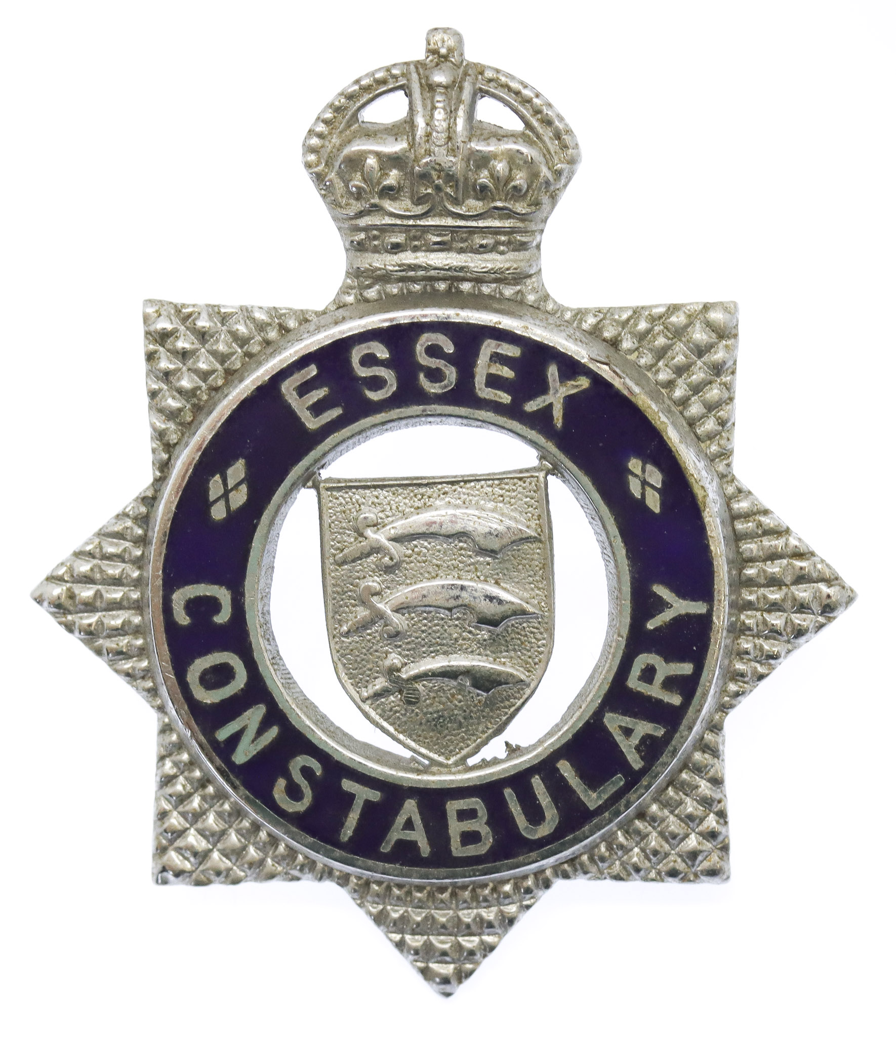 Essex Constabulary Senior Officer's Enamelled Cap Badge - King's Crown
