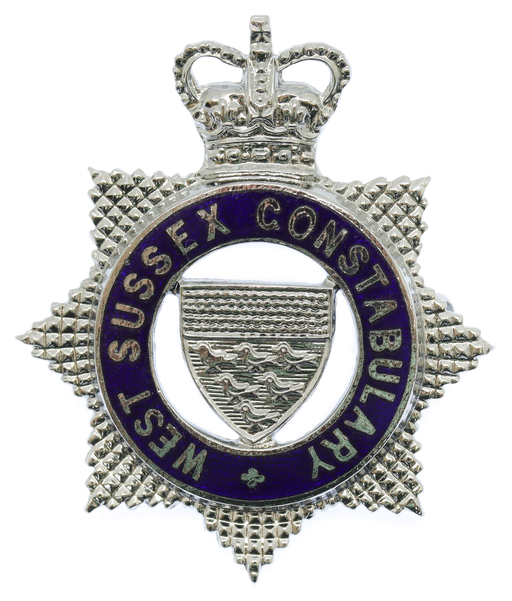 West Sussex Constabulary Senior Officer's Enamelled Cap Badge - Queen's Crown