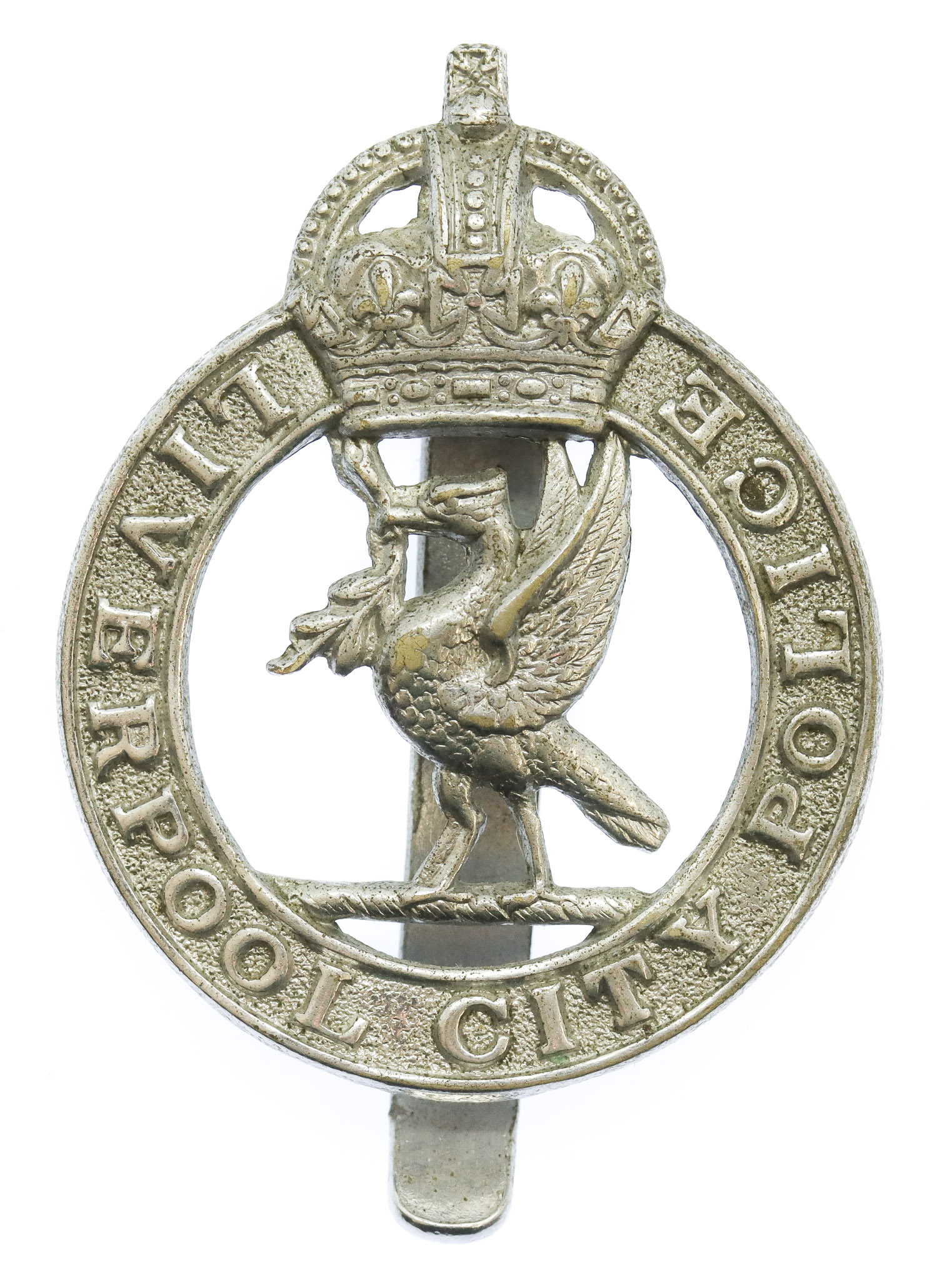 Liverpool City Police Chrome Cap Badge - King's Crown