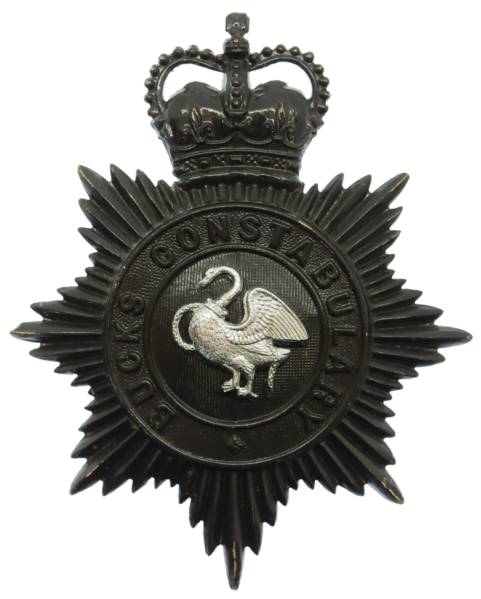  Buckinghamshire Constabulary Night Helmet Plate - Queen's Crown