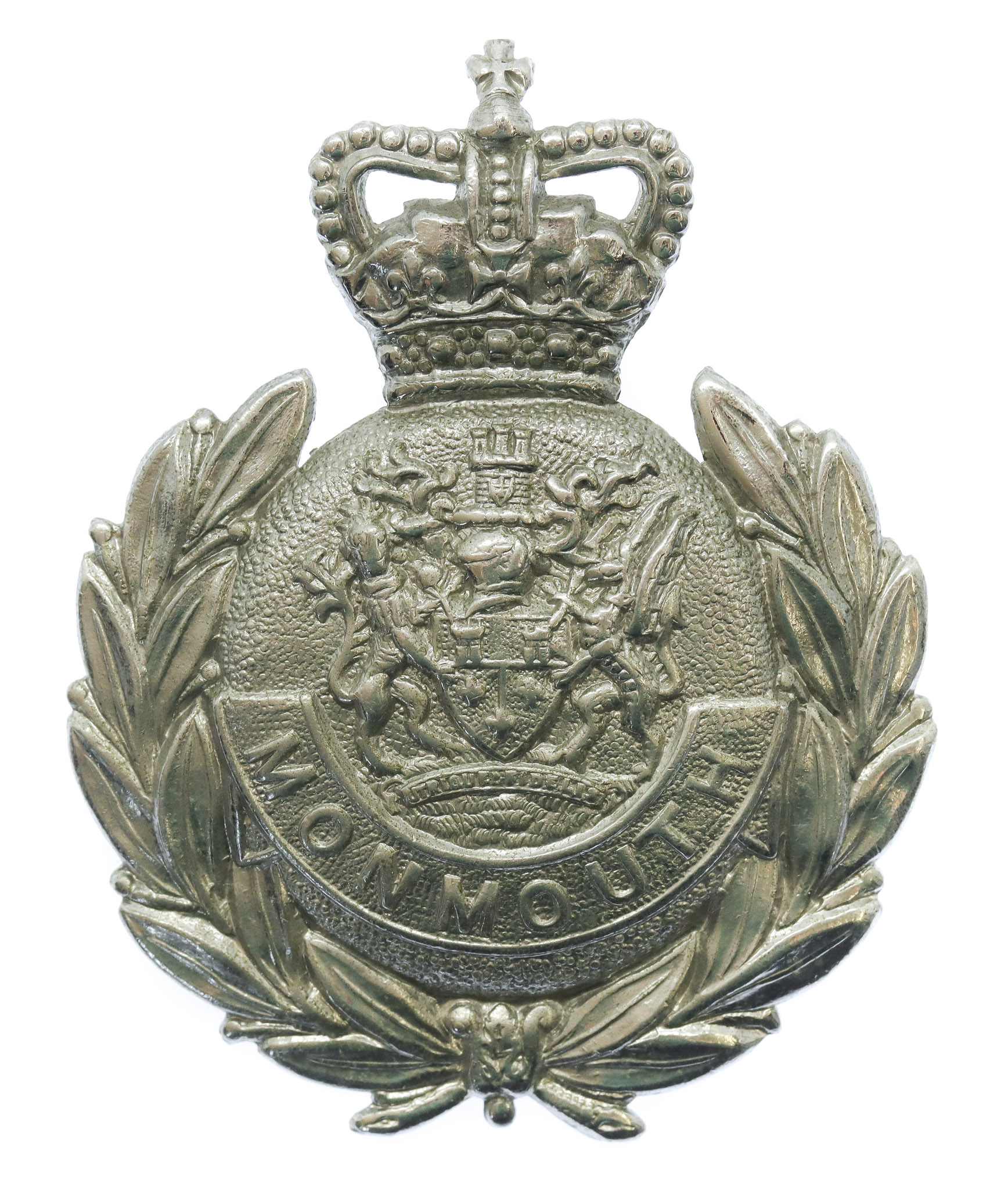 Monmouthshire Constabulary Wreath Helmet Plate - Queen's Crown