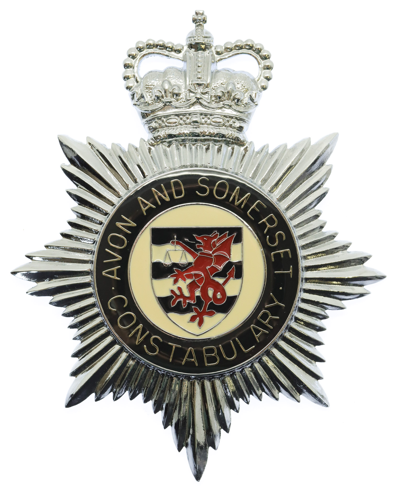 Avon and Somerset Constabulary Enamelled Helmet Plate - Queen's Crown