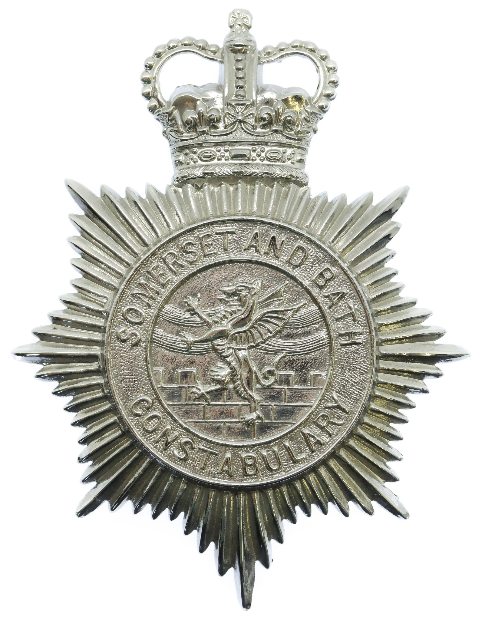 Somerset and Bath Constabulary Helmet Plate - Queen's Crown