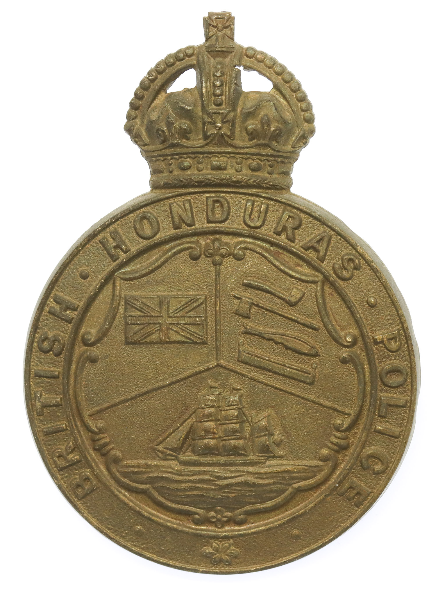 British Honduras Police Helmet Plate - King's Crown