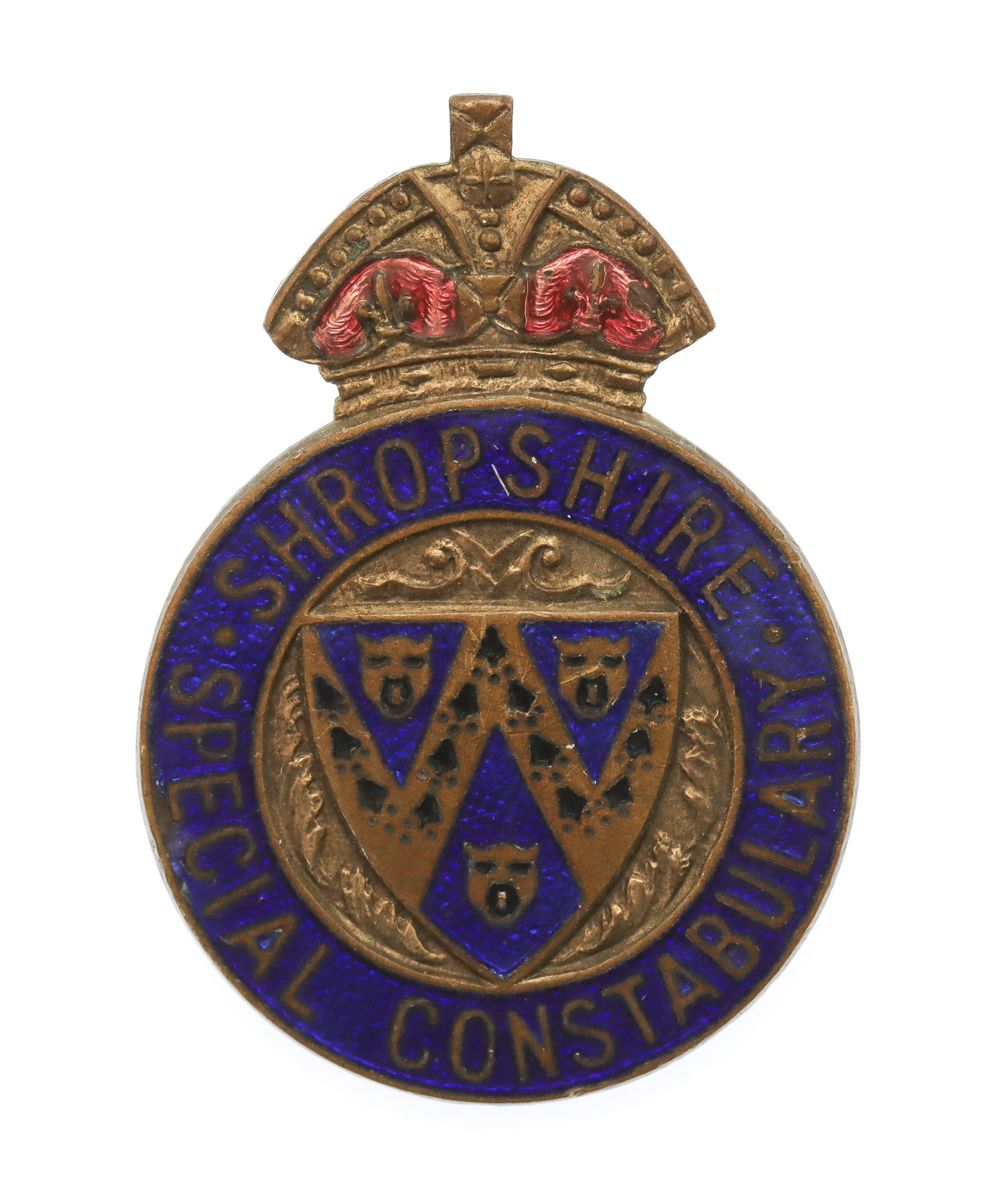 Shropshire Special Constabulary Enamelled Lapel Badge - King's Crown