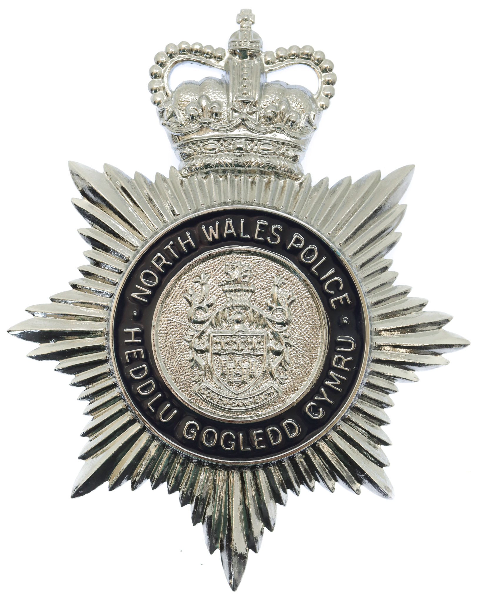 North Wales Police Heddlu Gogledd Cymru Enamelled Helmet Plate - Queen's Crown