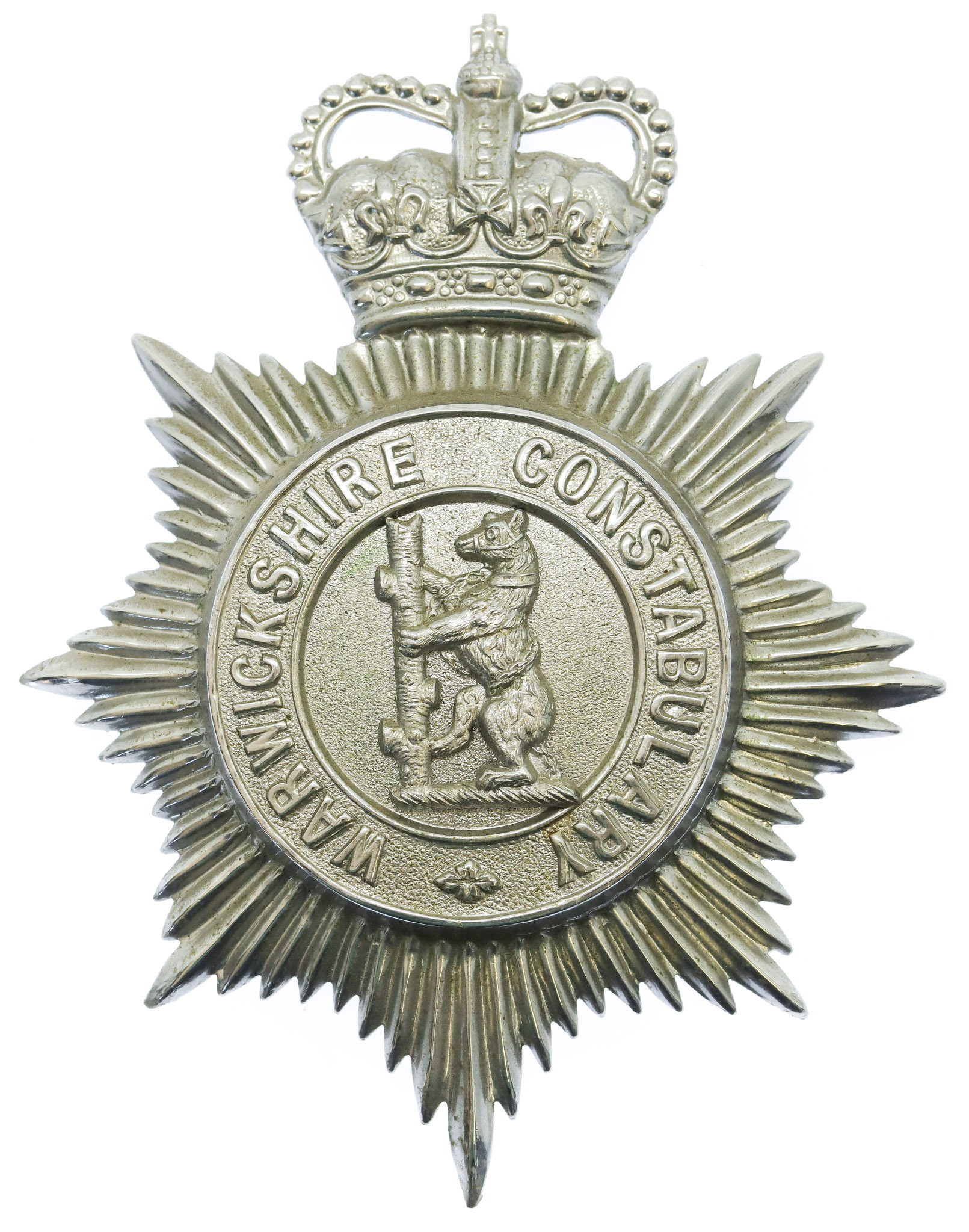 Warwickshire Constabulary Helmet Plate - Queen's Crown