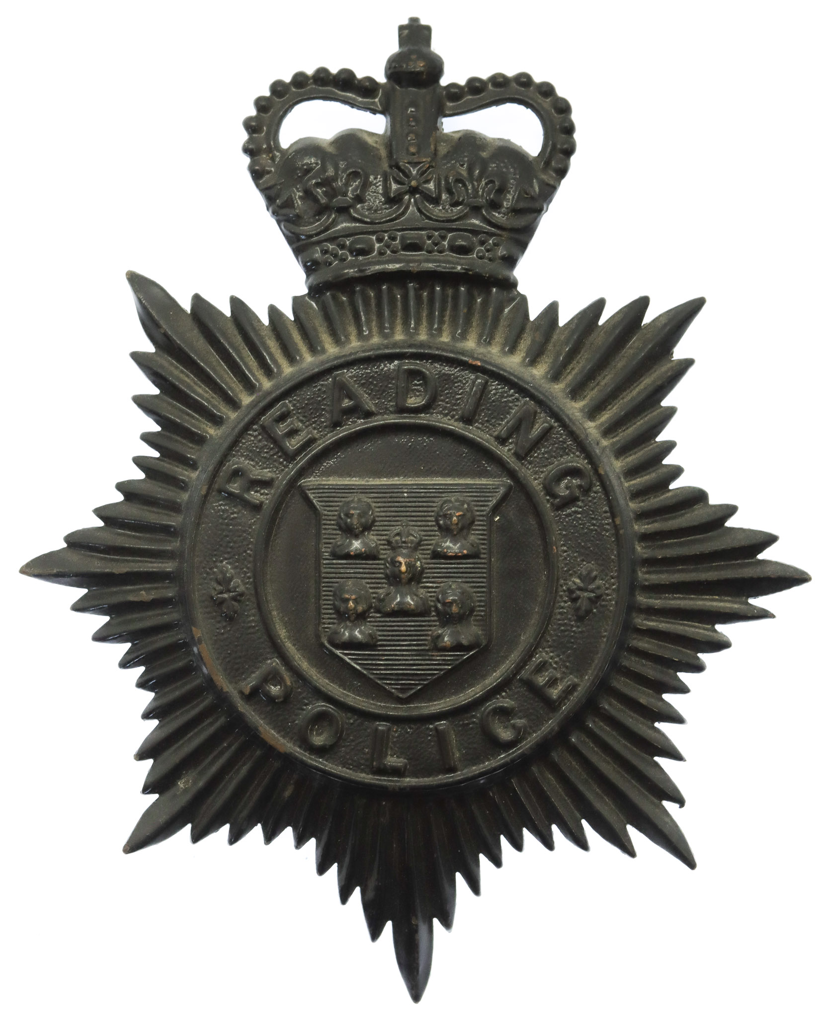 Reading Borough Police Night Helmet Plate - Queen's Crown