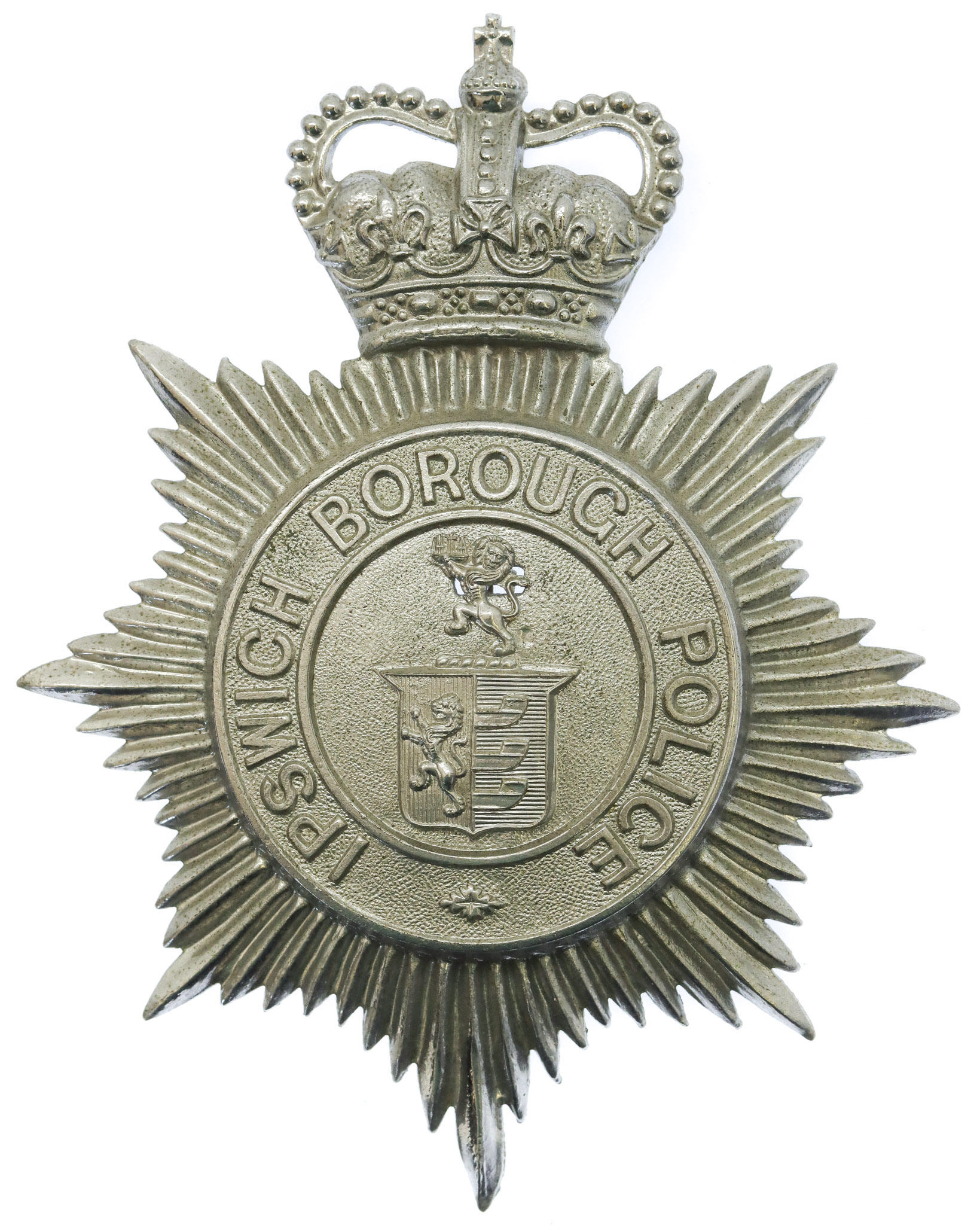 Ipswich Borough Police Helmet Plate - Queen's Crown