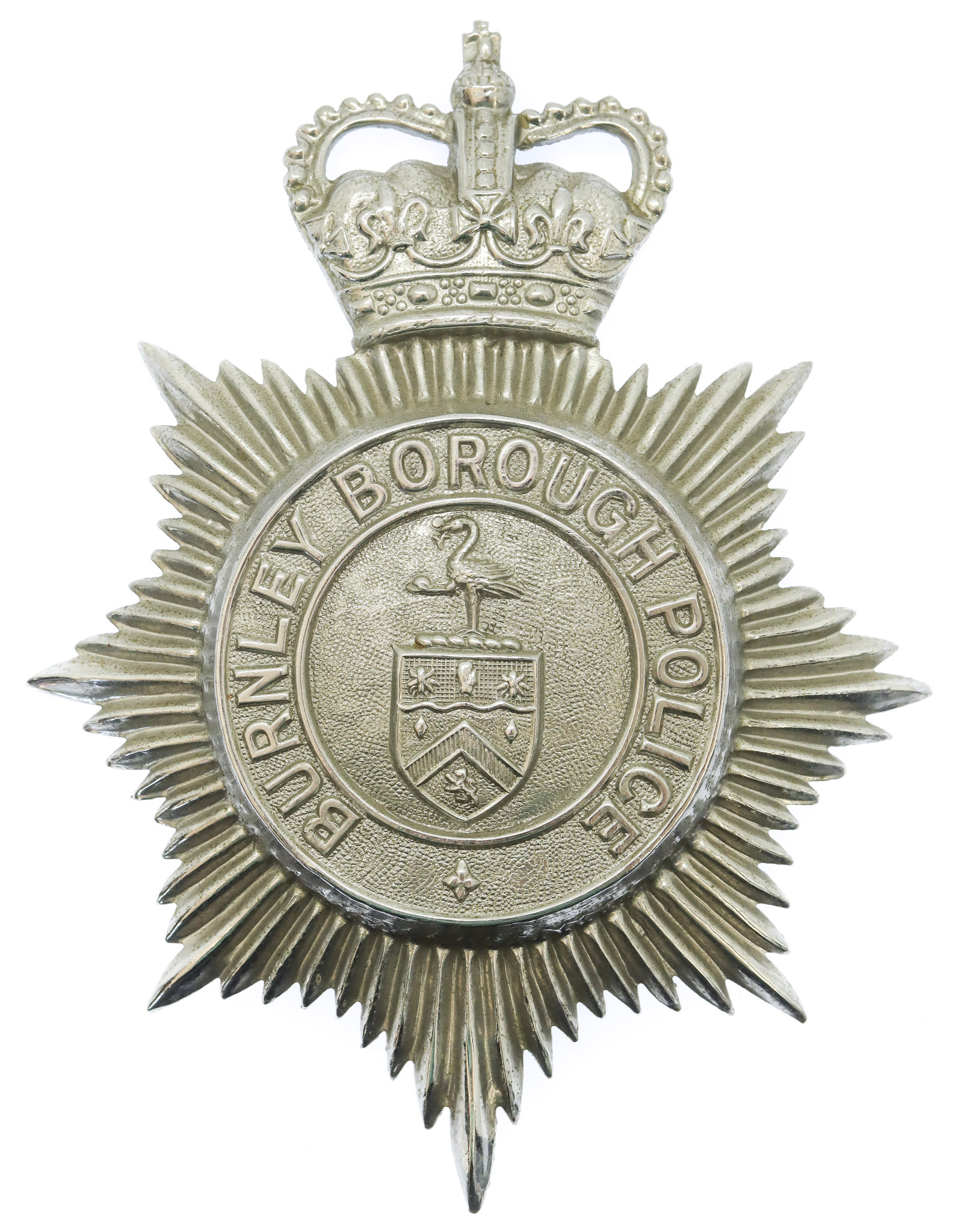Burnley Borough Police Helmet Plate - Queen's Crown