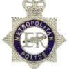 Metropolitan Police Senior Officer's Silvered & Enamel Cap Badge - Queen's Crown