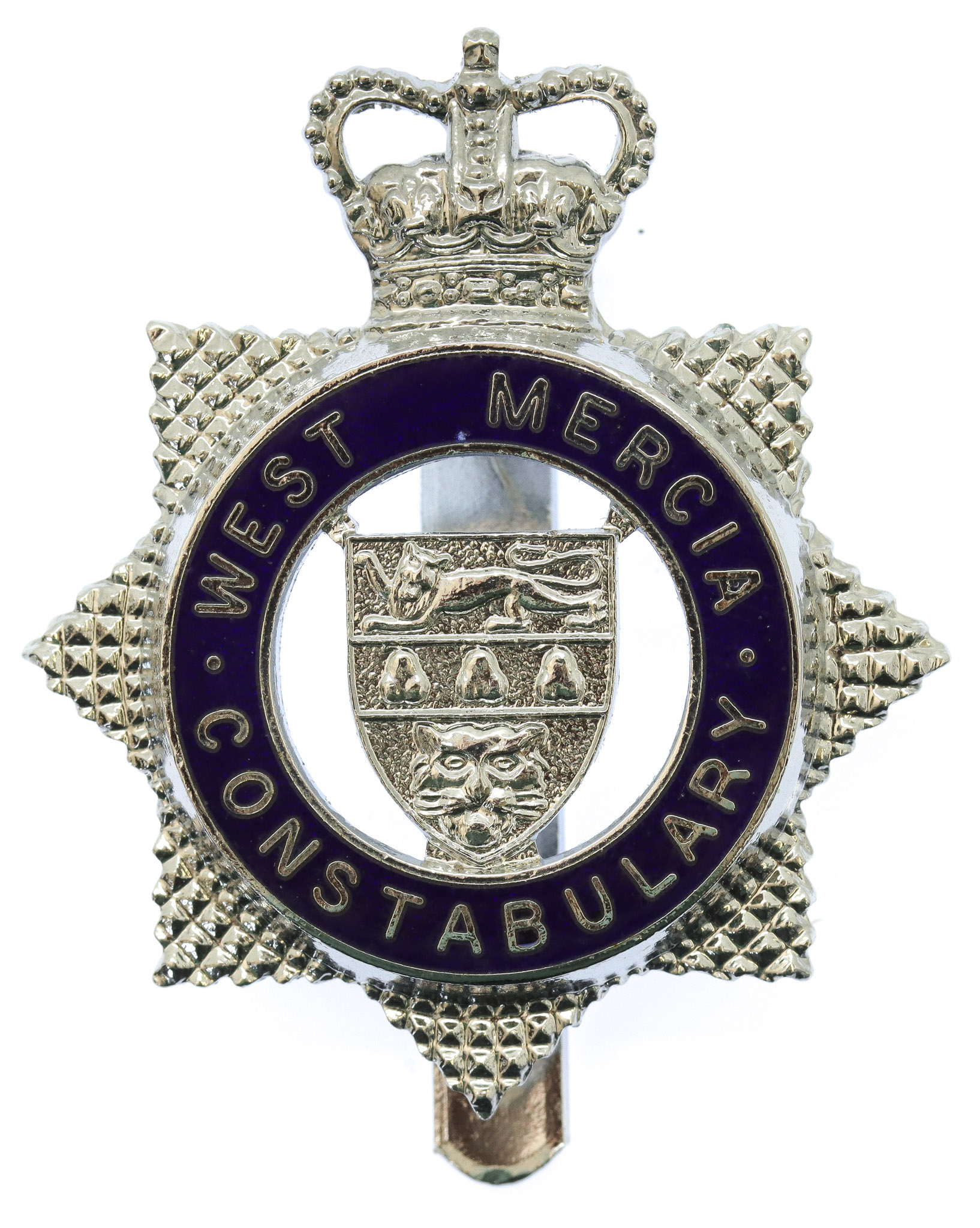 West Mercia Constabulary Enamelled Star Cap Badge - Queen's Crown