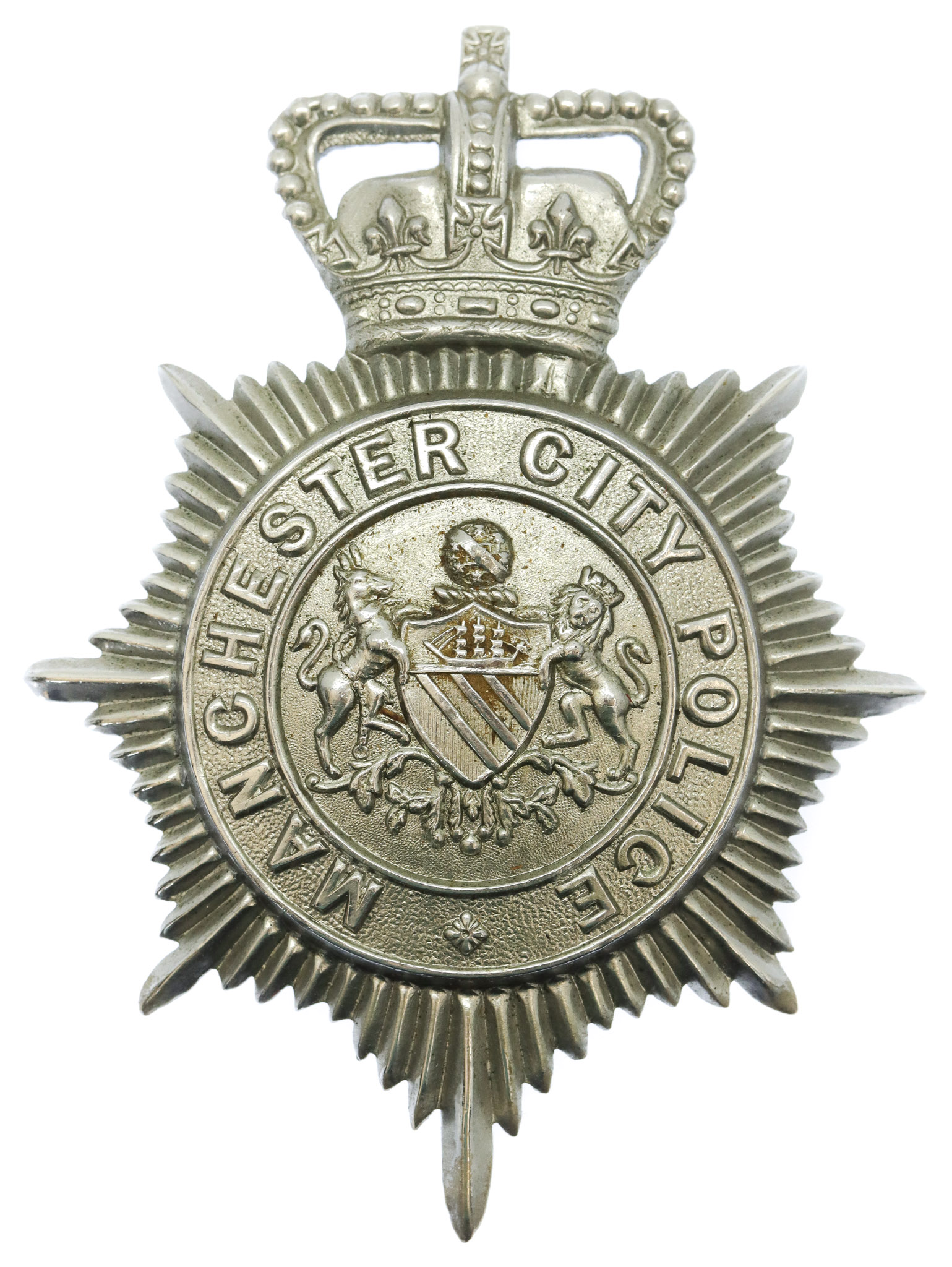 Manchester City Police Helmet Plate - Queen's Crown