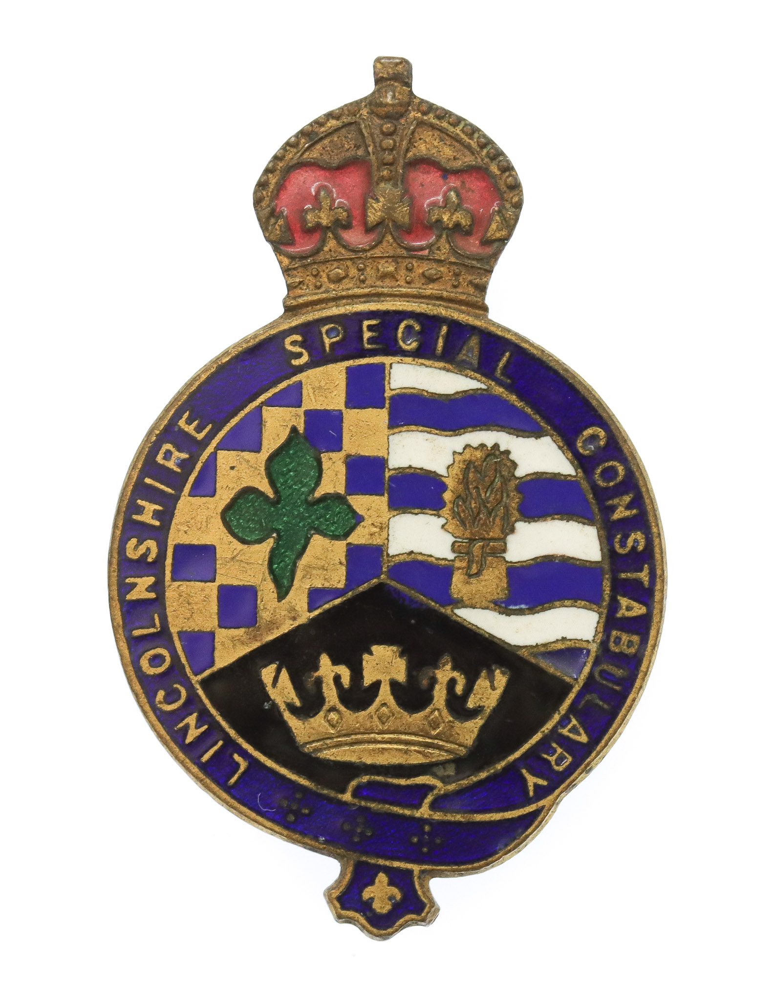 Lincolnshire Special Constabulary Enamelled Lapel Badge - King's Crown