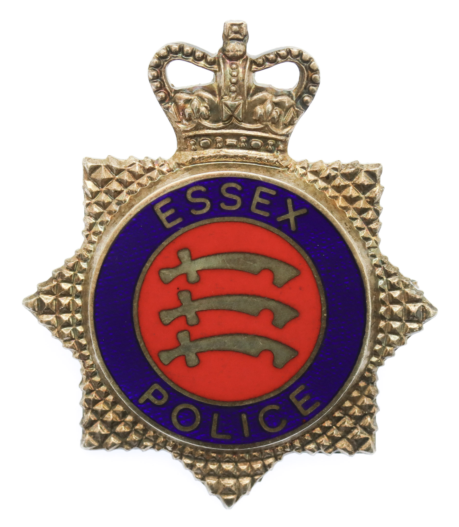 Essex Police Hallmarked Silver Senior Officer's Cap Badge - Queen's Crown