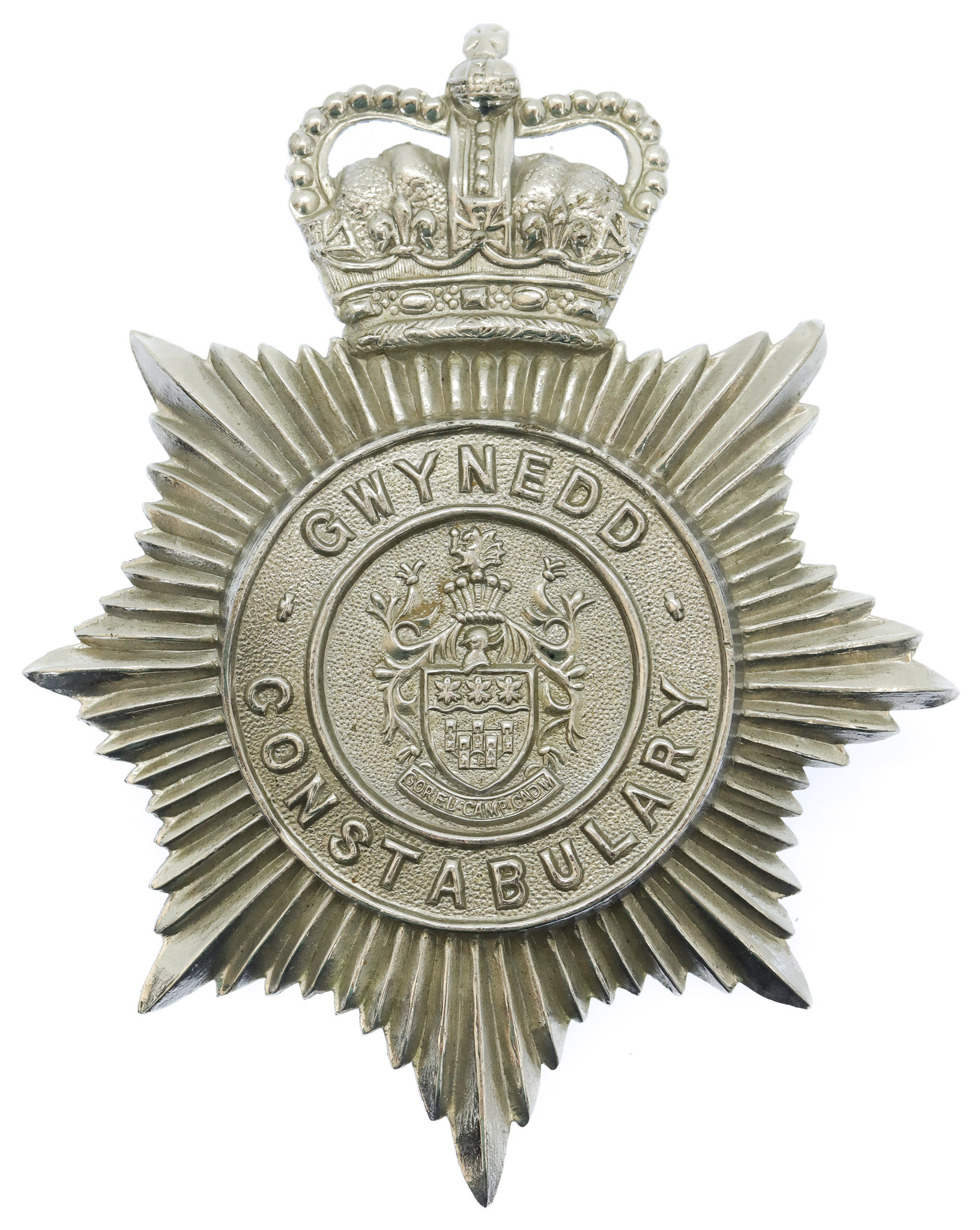 Gwynedd Constabulary Helmet Plate - Queen's Crown