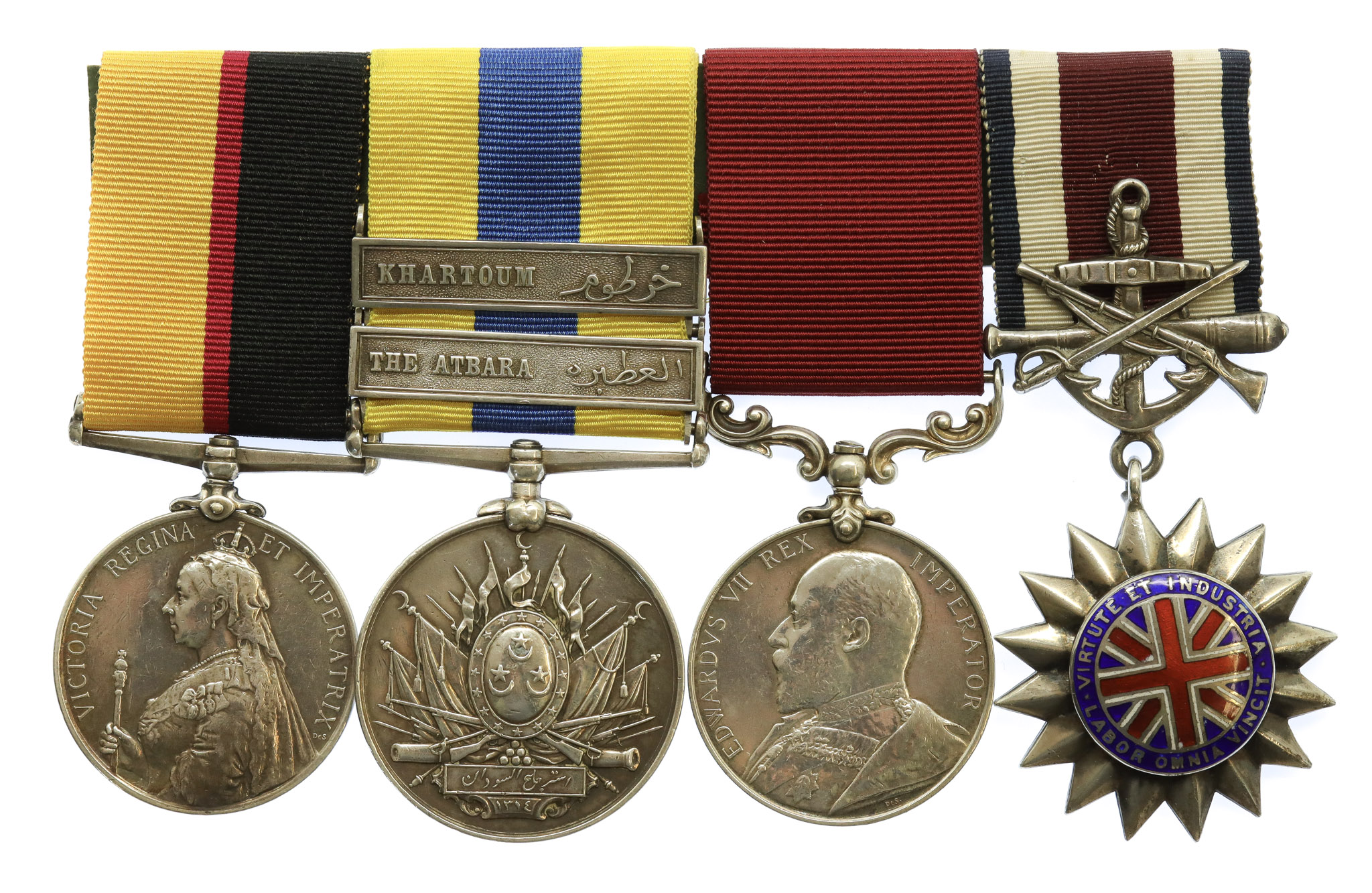  Queen's Sudan, Khedives Sudan (2 Clasps - The Atbara, Khartoum), Ed VII LS&GC Medal and Corps of Commissionaires Medal Group of Four - C.Sjt. G. Jepson, 1st Bn. Lincolnshire Regiment