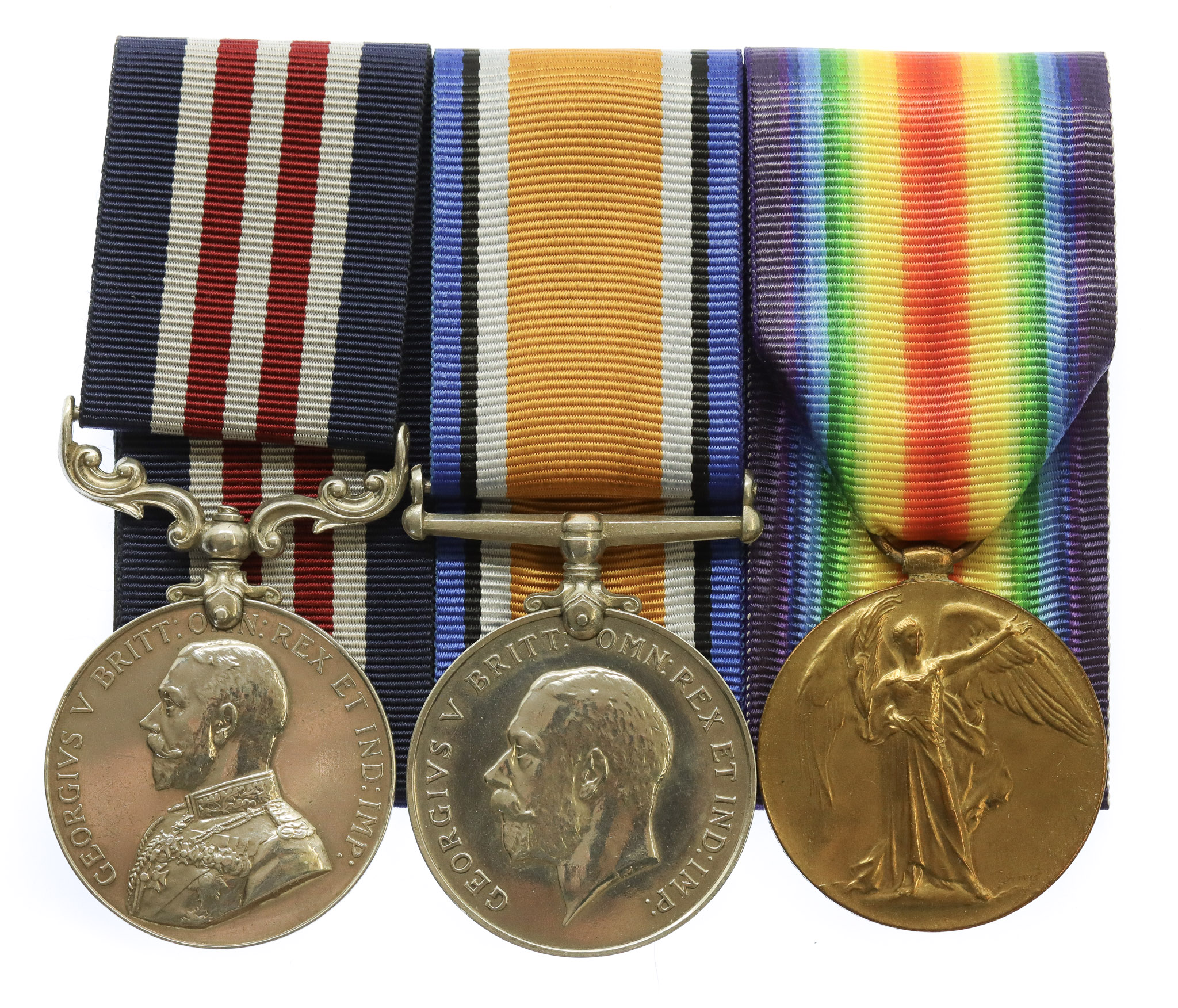 WW1 Military Medal, British War Medal and Victory Medal Group of Three - Pte. A. Hunter, Machine Gun Corps - Wounded