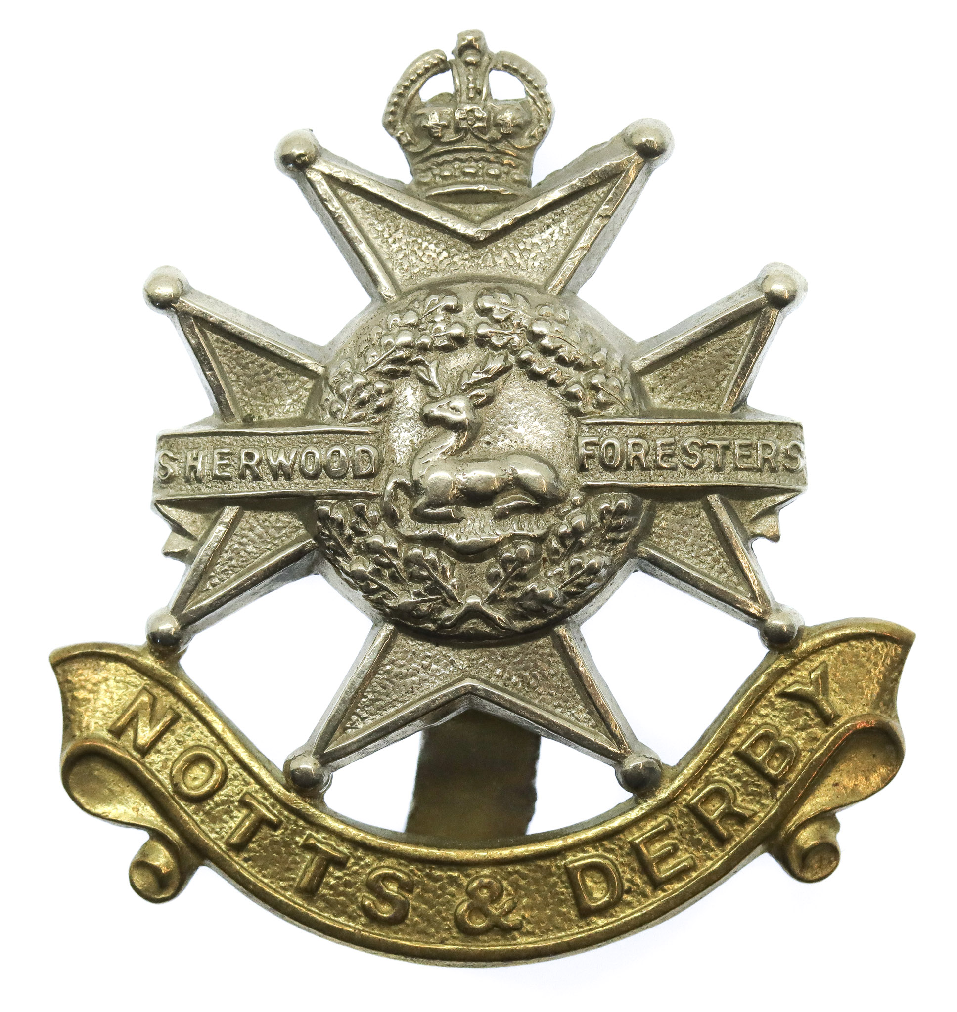 Notts & Derby Regiment (Sherwood Foresters) Cap Badge - King's Crown