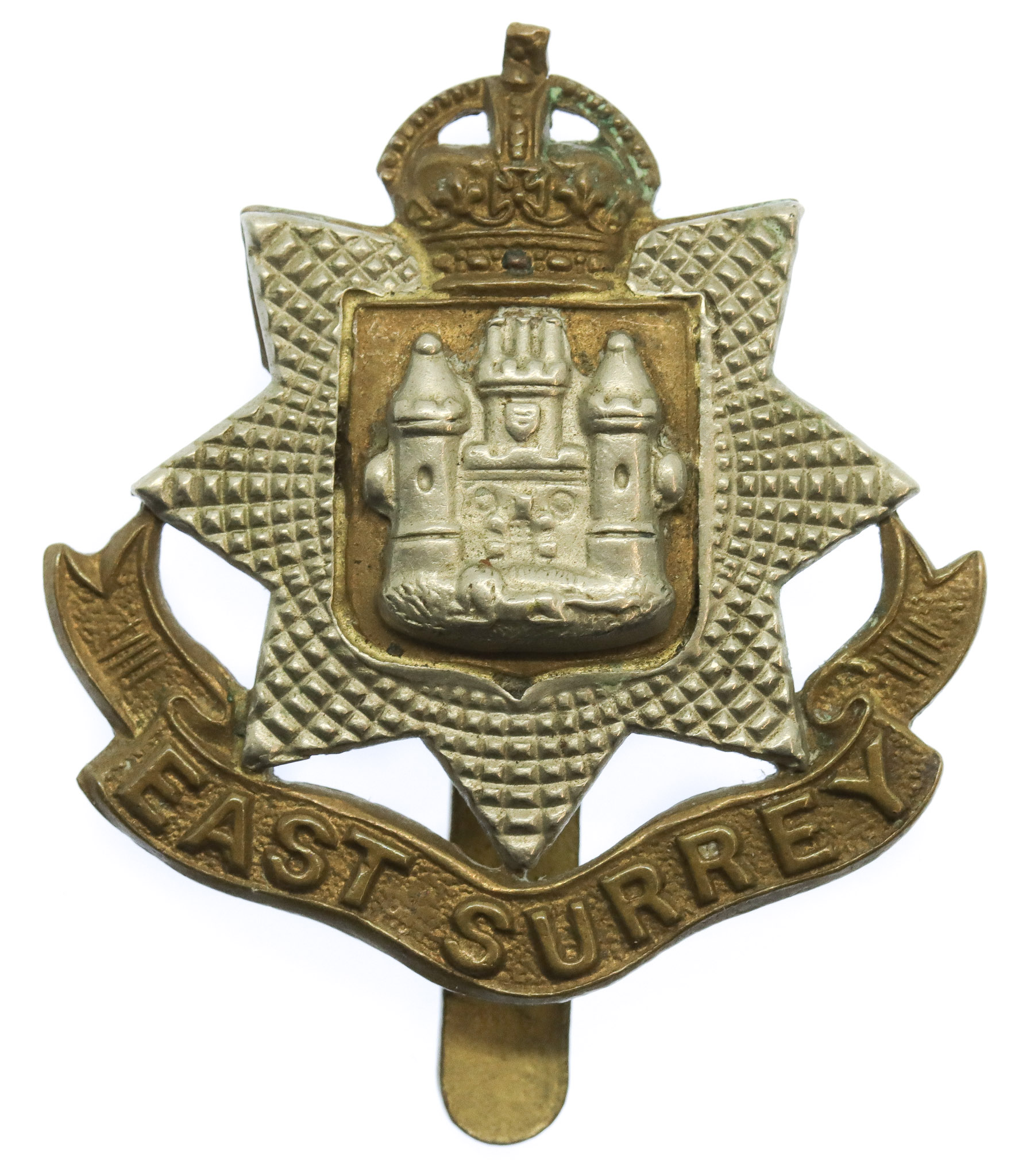 East Surrey Regiment Cap Badge - King's Crown