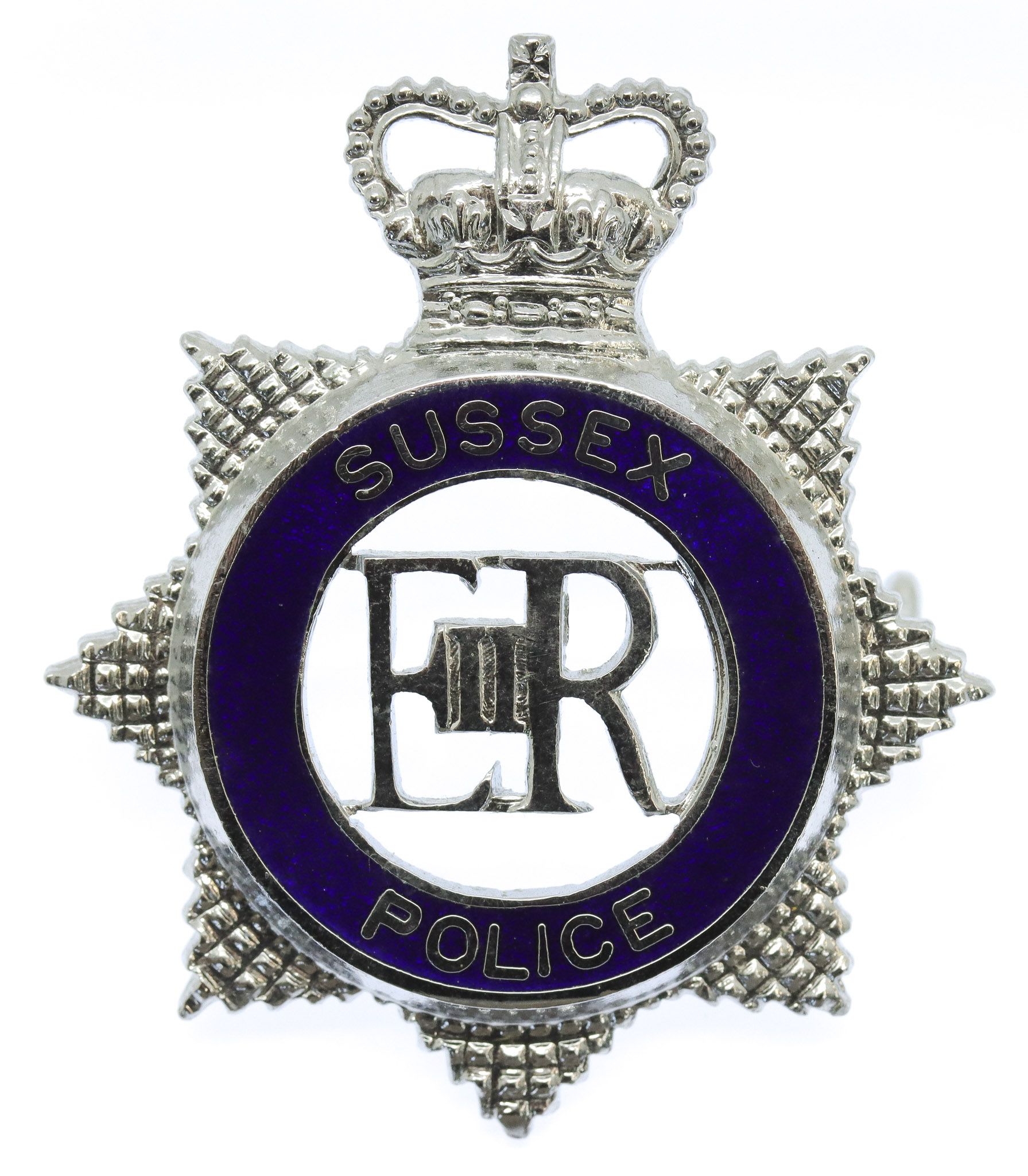 Sussex Police Senior Officer's Enamelled Cap Badge - Queen's Crown