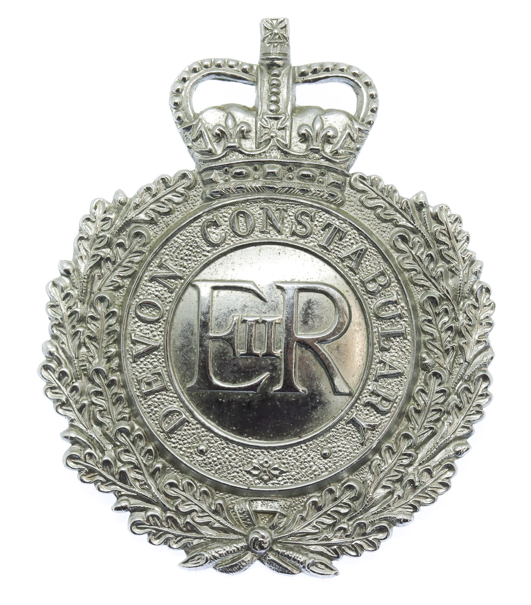 Devon Constabulary Wreath Helmet Plate - Queen's Crown