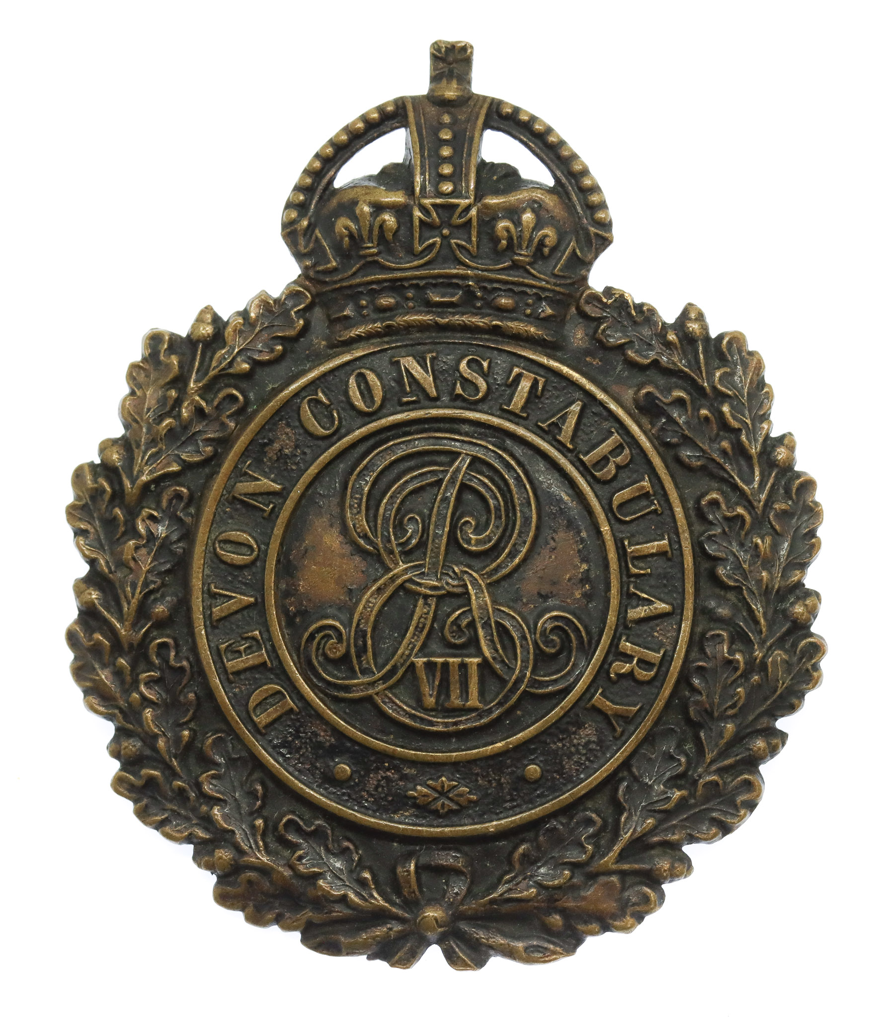 Edward VII Devon Constabulary Wreath Helmet Plate