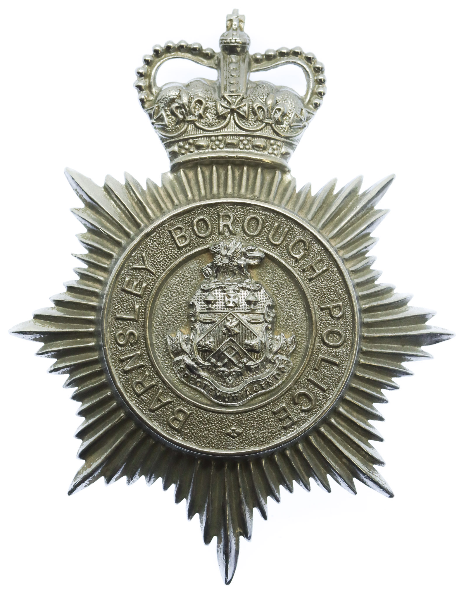 Barnsley Borough Police Helmet Plate - Queen's Crown