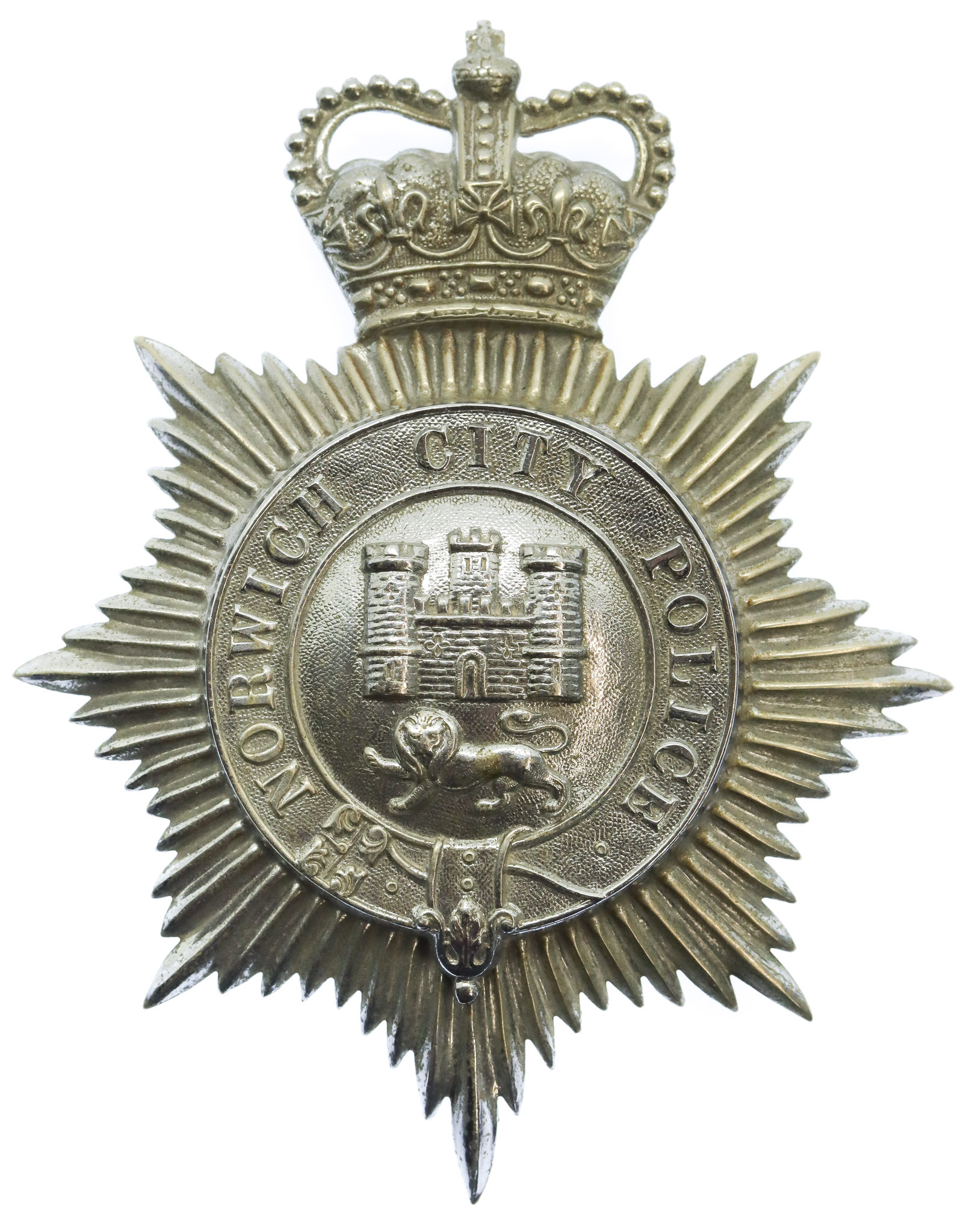 Norwich City Police Helmet Plate - Queen's Crown