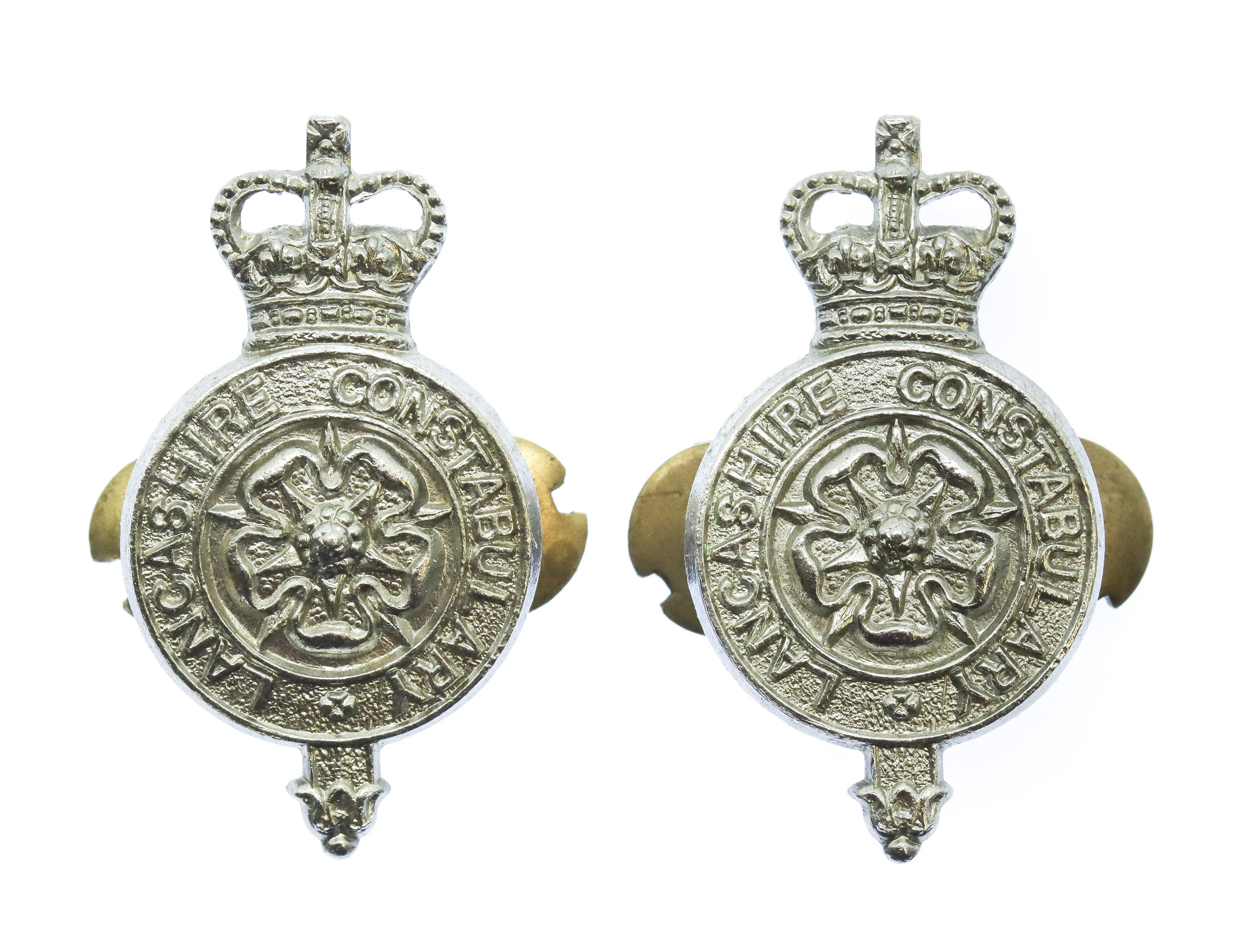 Pair of Lancashire Constabulary Collar Badges - Queen's Crown