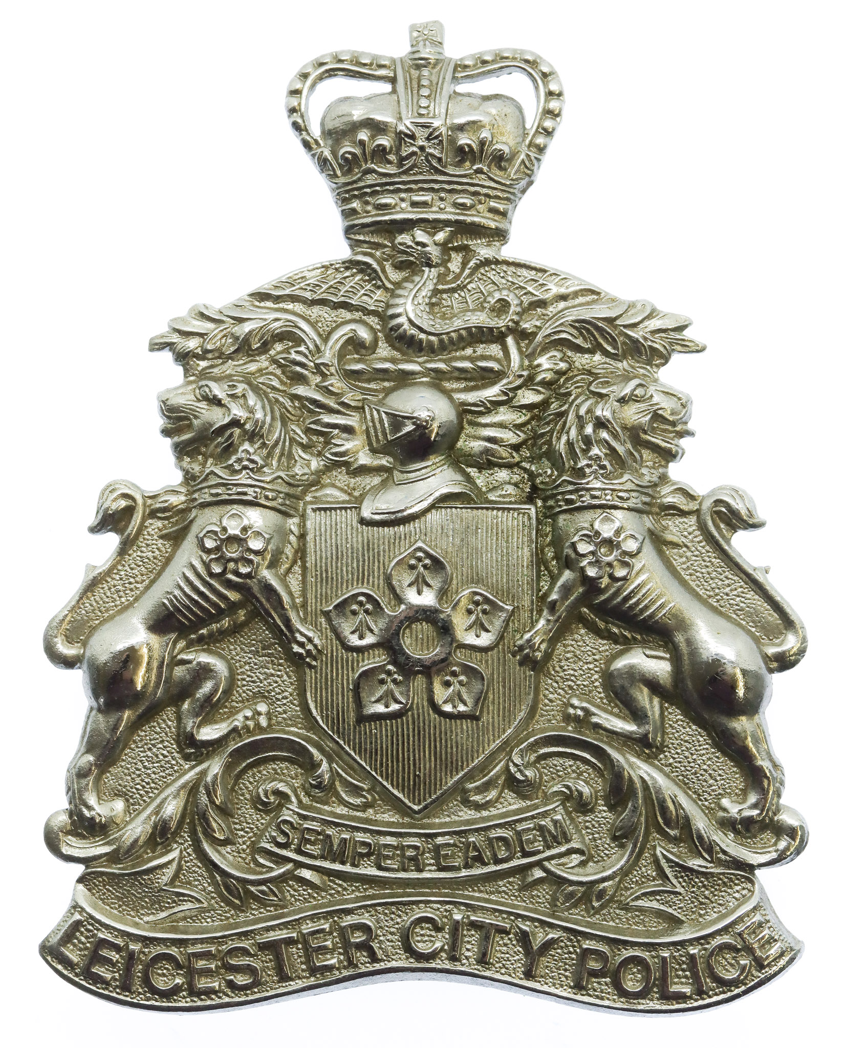 Leicester City Police Helmet Plate -Queen's Crown