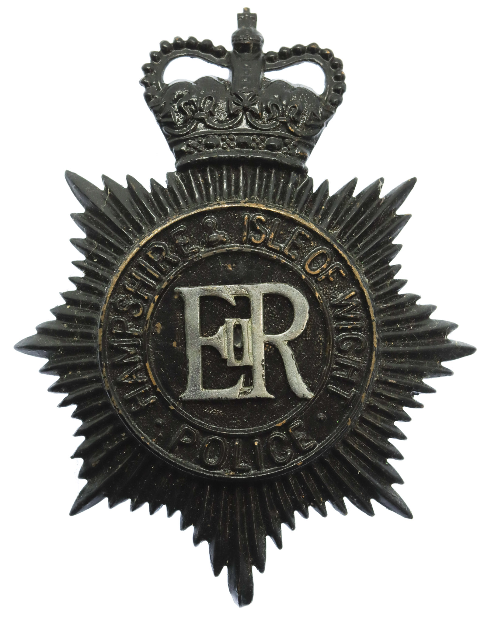 Hampshire & Isle of Wight Police Night Helmet Plate - Queen's Crown