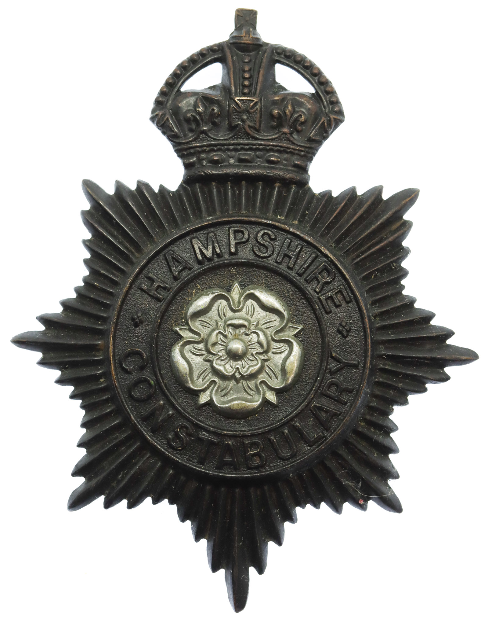 Hampshire Constabulary Night Helmet Plate - King's Crown
