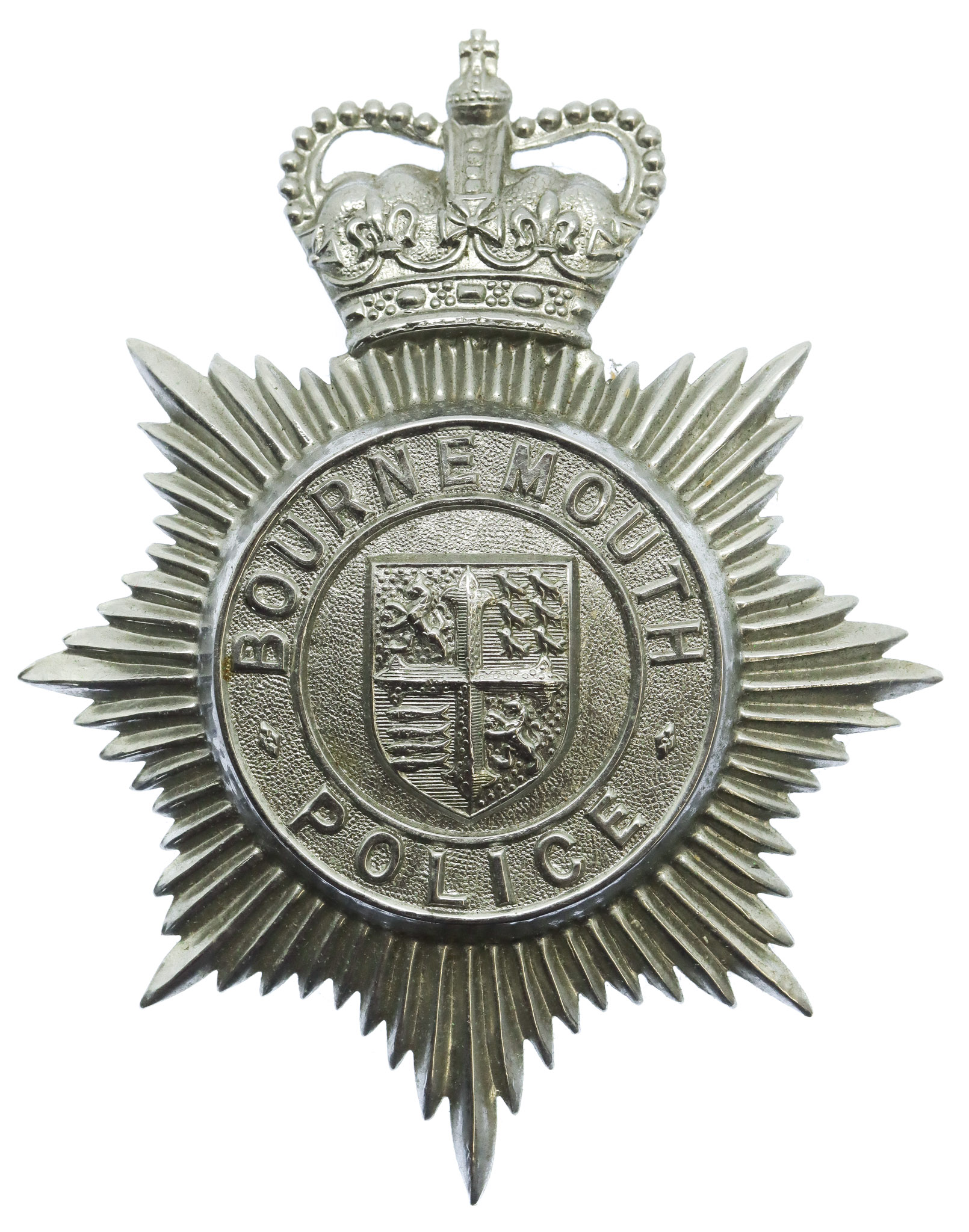 Bournemouth Borough Police Helmet Plate - Queen's Crown
