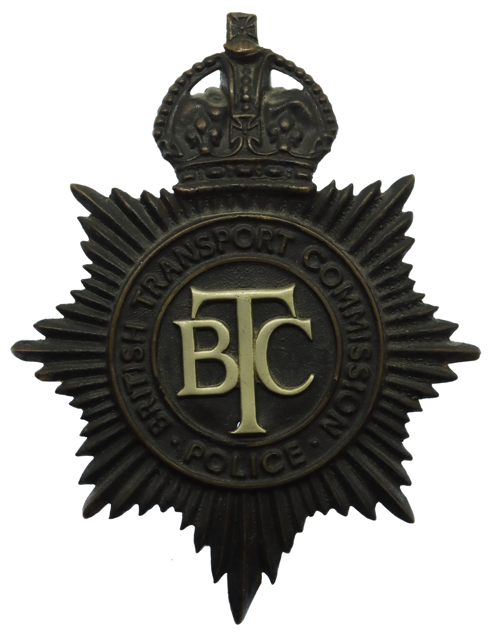 British Transport Commission (B.T.C.) Police Helmet Plate - King's Crown