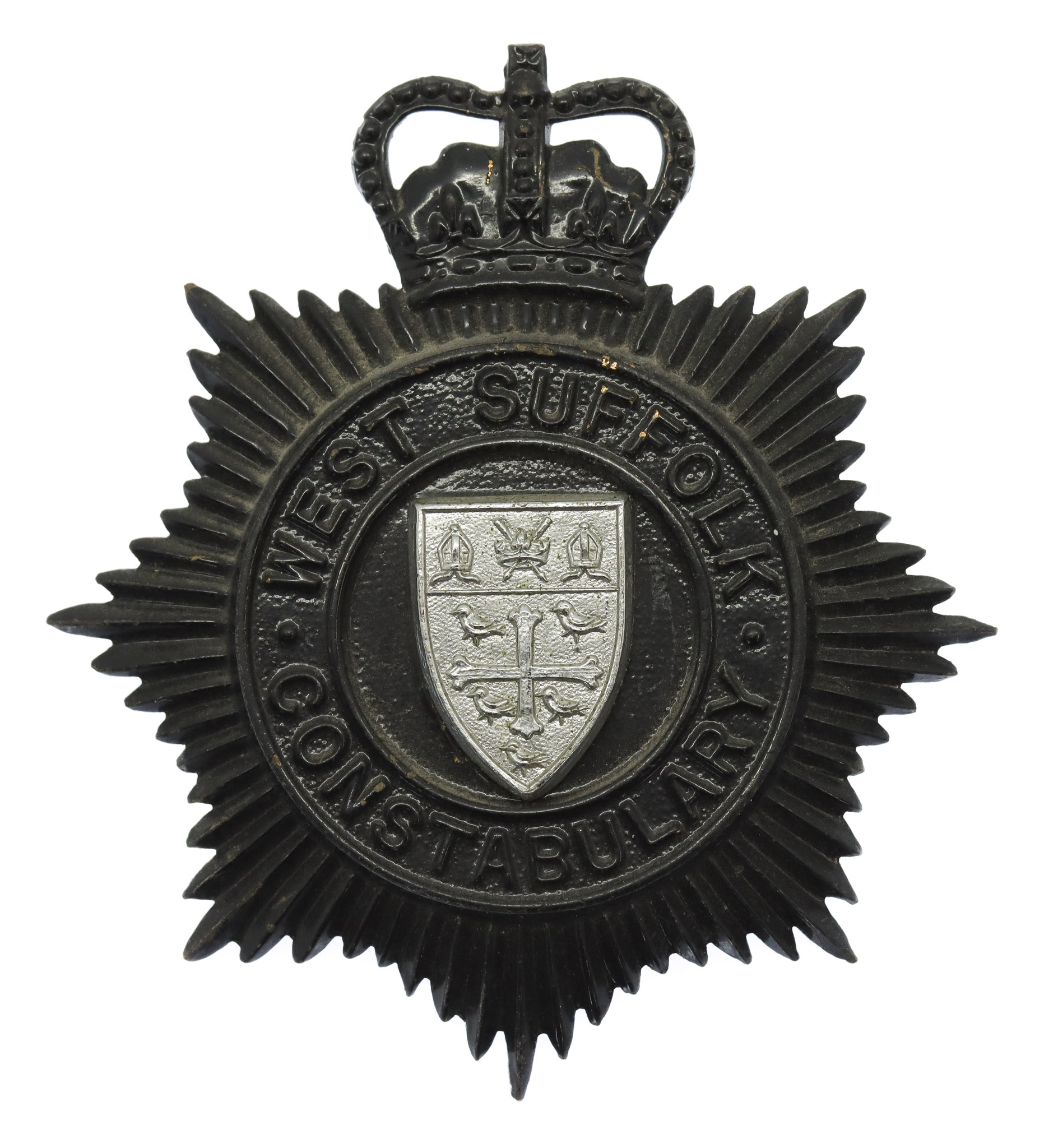 West Suffolk Constabulary Small Star Night Helmet Plate - Queen's Crown