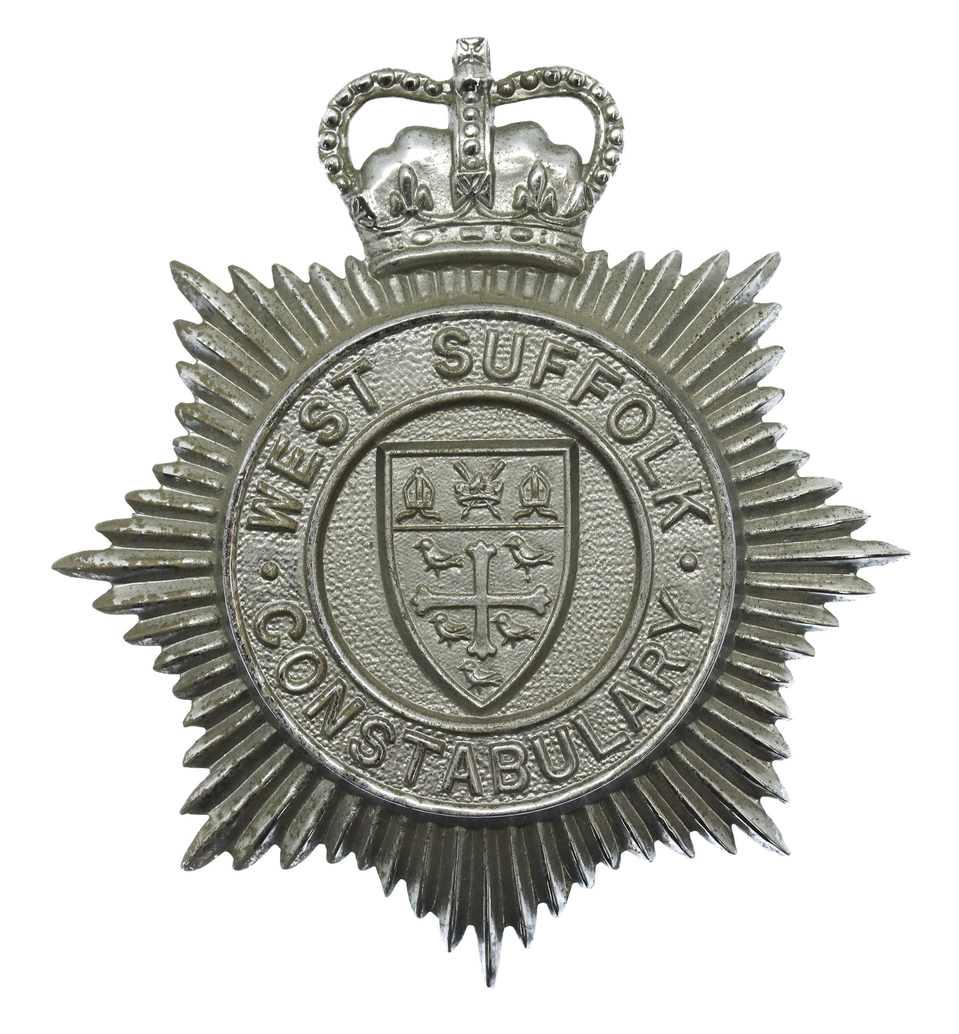 West Suffolk Constabulary Small Star Helmet Plate - Queen's Crown