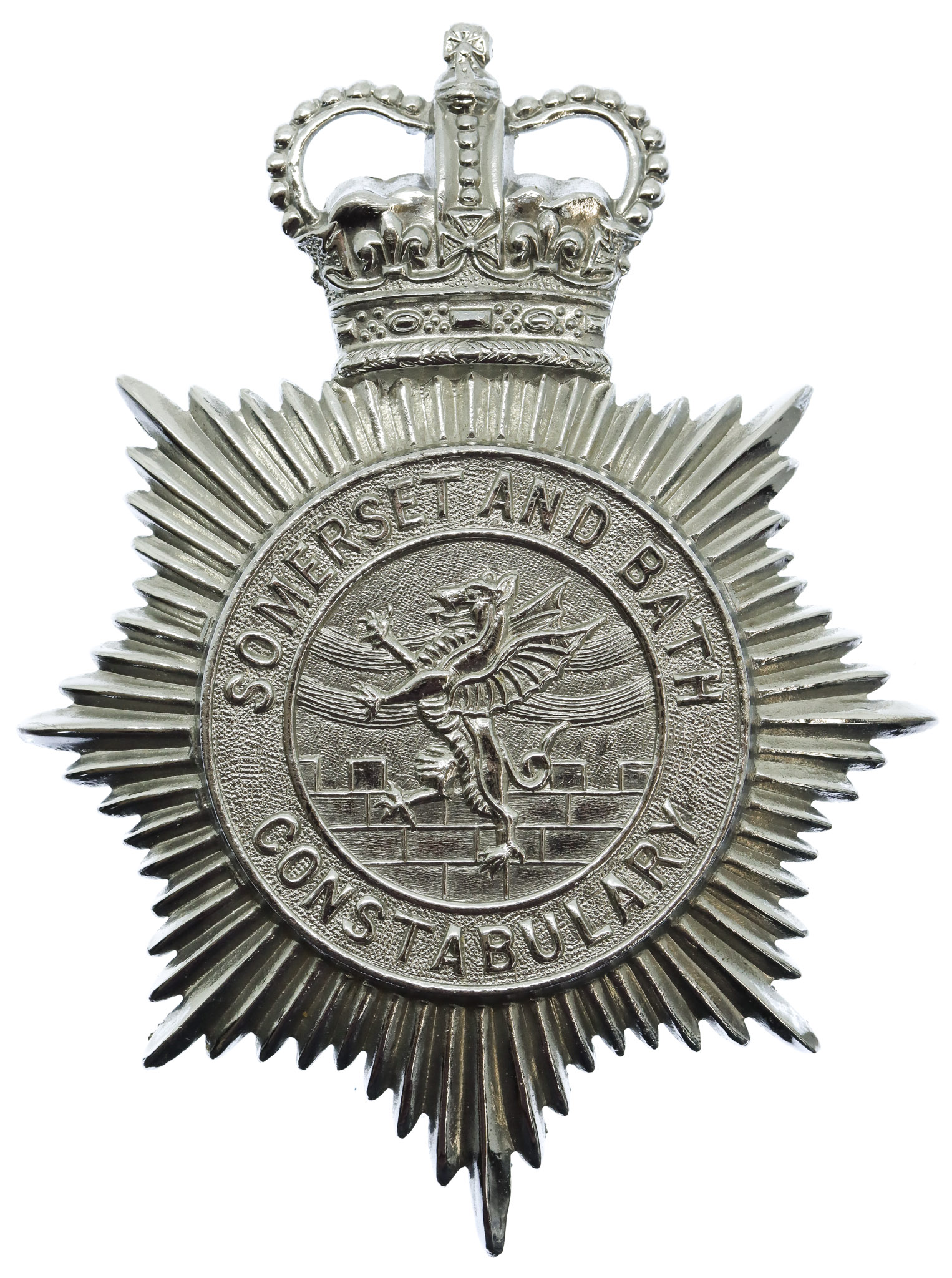 Somerset and Bath Constabulary Helmet Plate - Queen's Crown