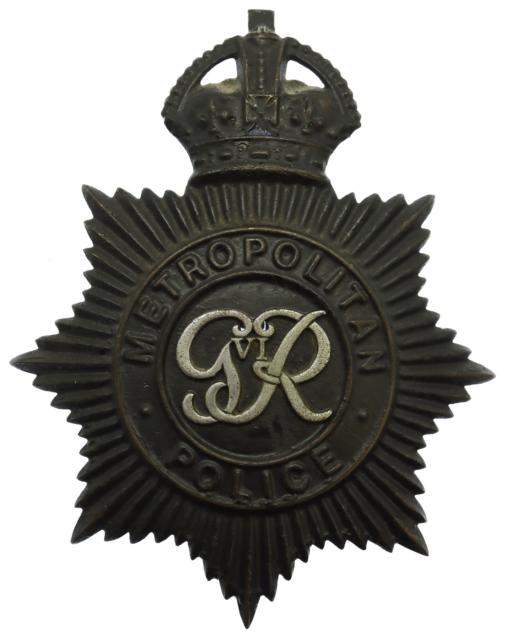 George VI Metropolitan Police Night Helmet Plate