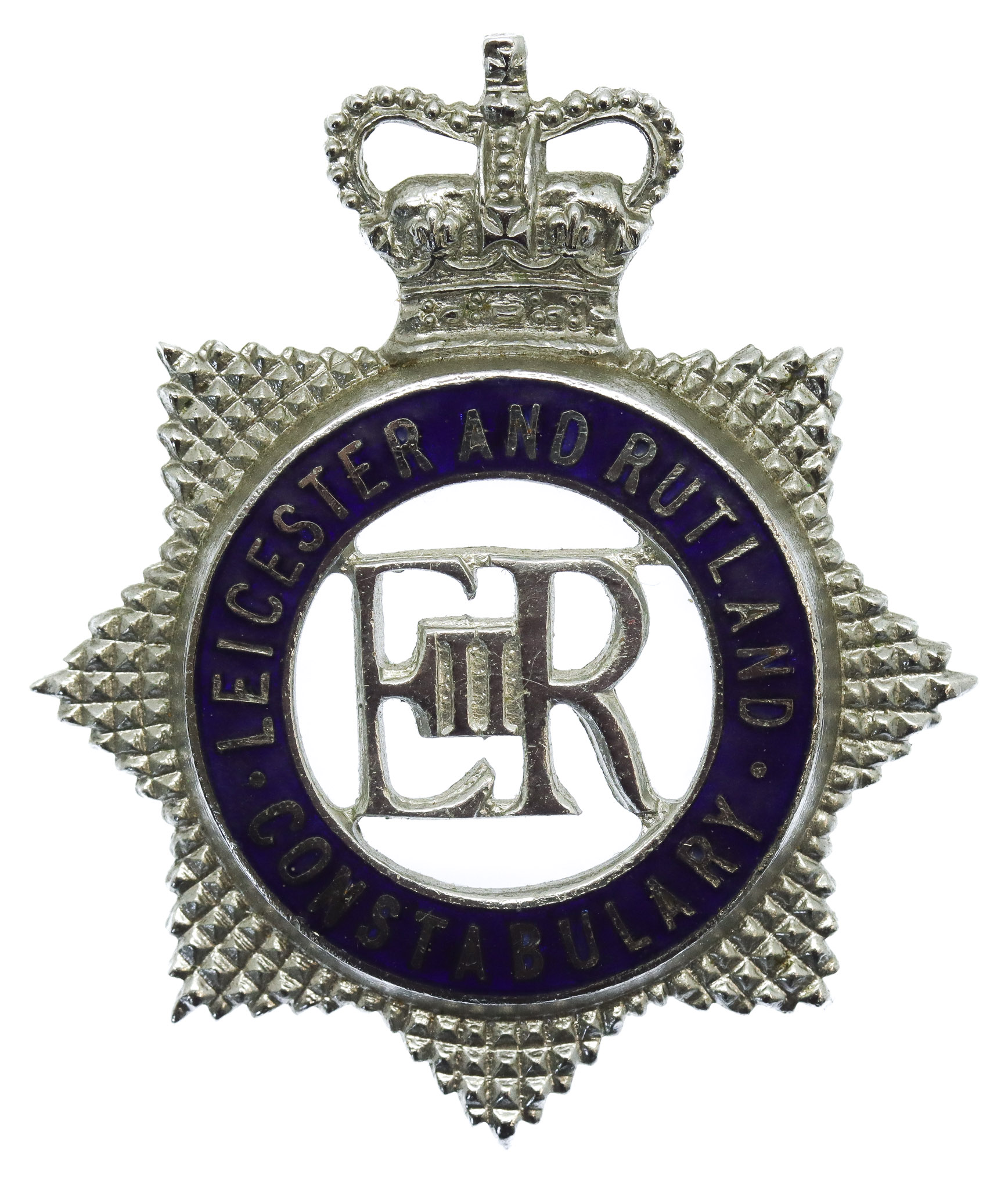 Leicester and Rutland Constabulary Senior Officer's Enamelled Cap Badge - Queen's Crown