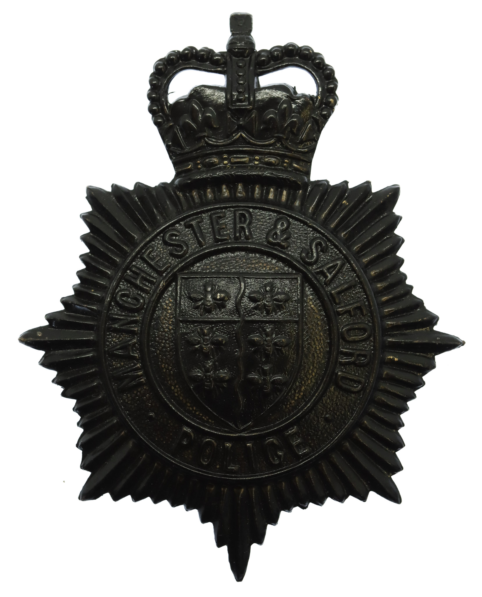 Manchester & Salford Police Night Helmet Plate - Queen's Crown