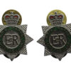 Pair of Royal Parks Constabulary Enamelled Collar Badges - Queen's Crown