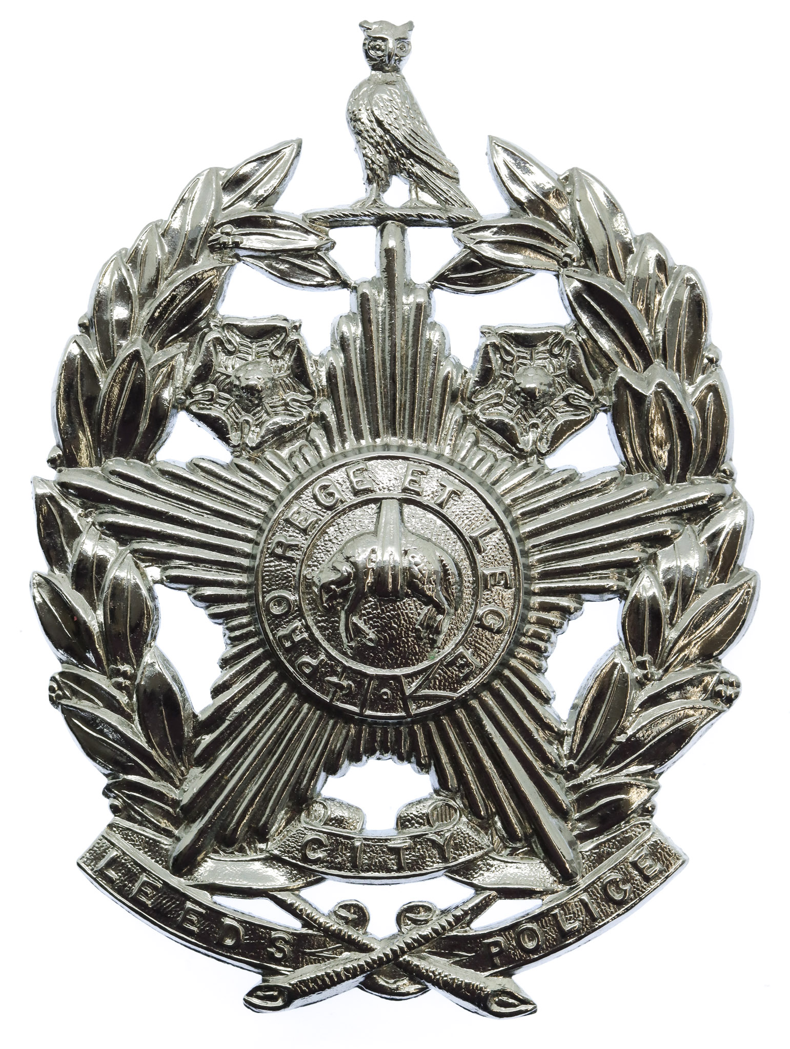 Leeds City Police Chrome Helmet Plate