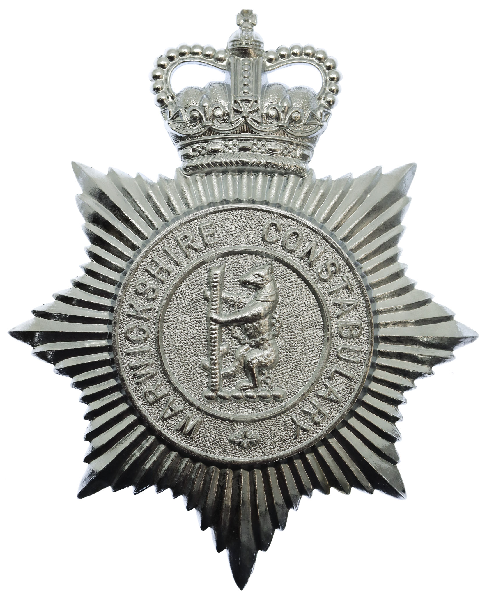 Warwickshire Constabulary Helmet Plate - Queen's Crown