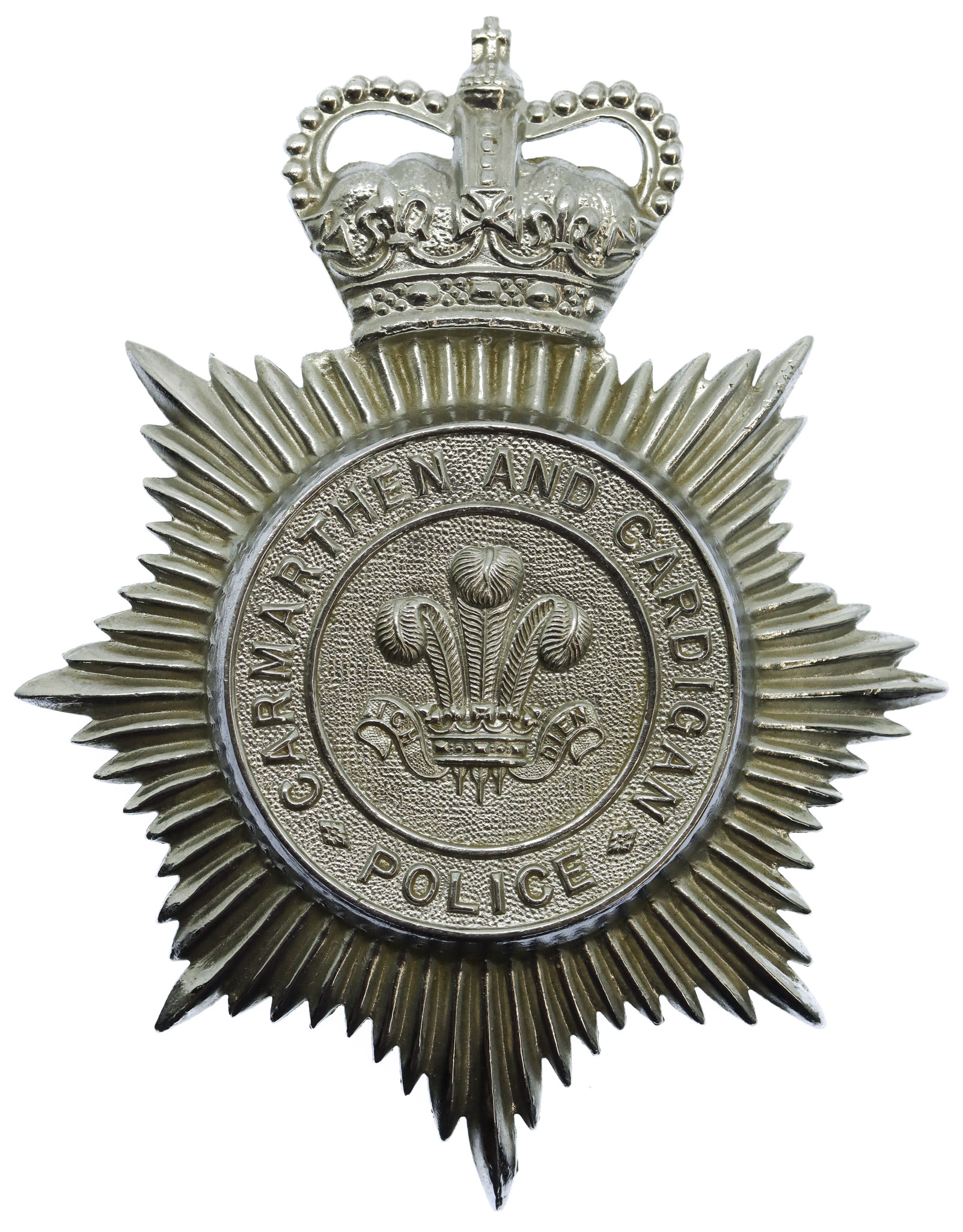 Carmarthen and Cardigan Police Helmet Plate - Queen's Crown