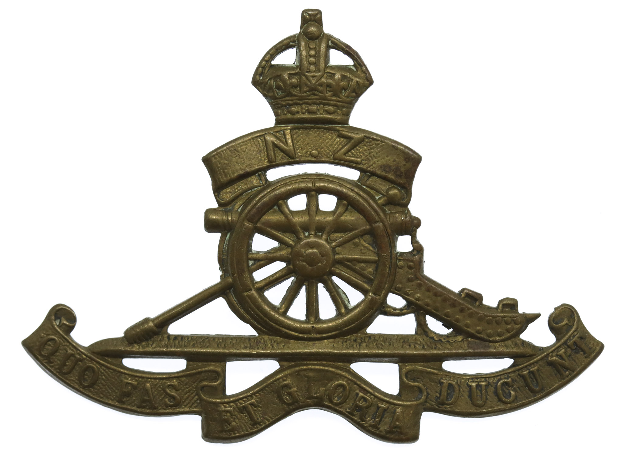 Royal New Zealand Artillery Cap Badge - King's Crown