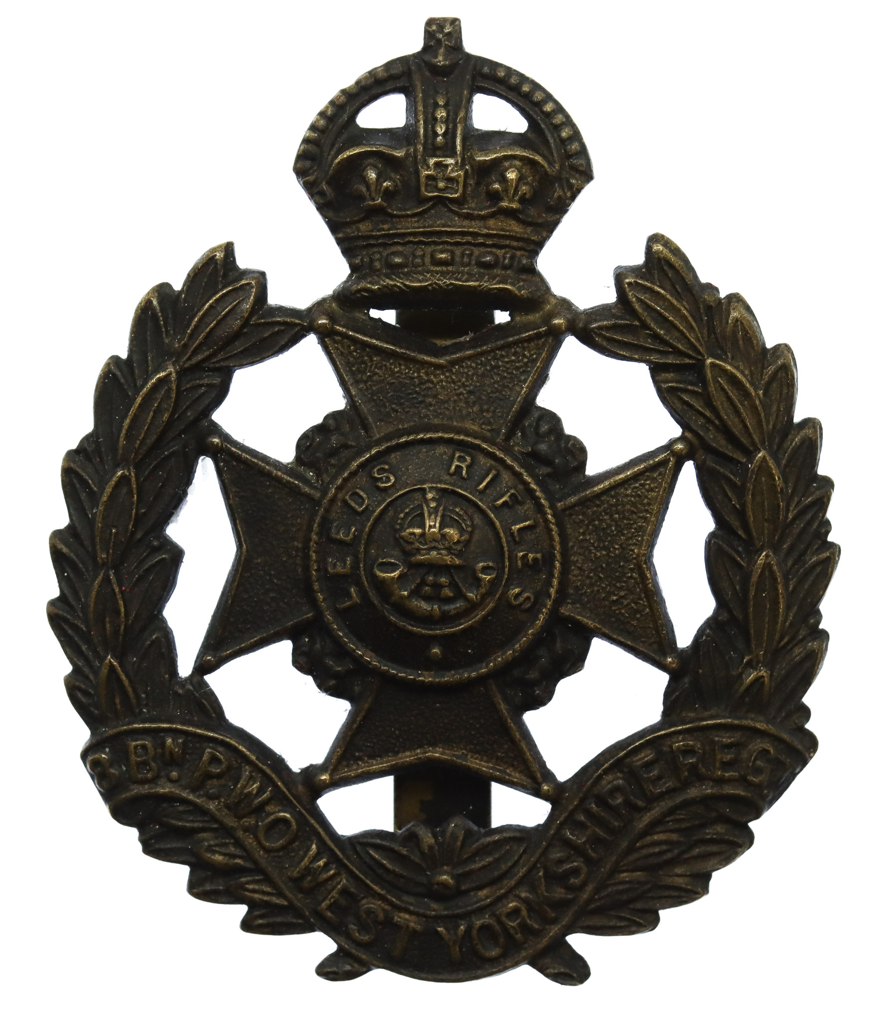 8th Bn. (Leeds Rifles) West Yorkshire Regiment Cap Badge - King's Crown