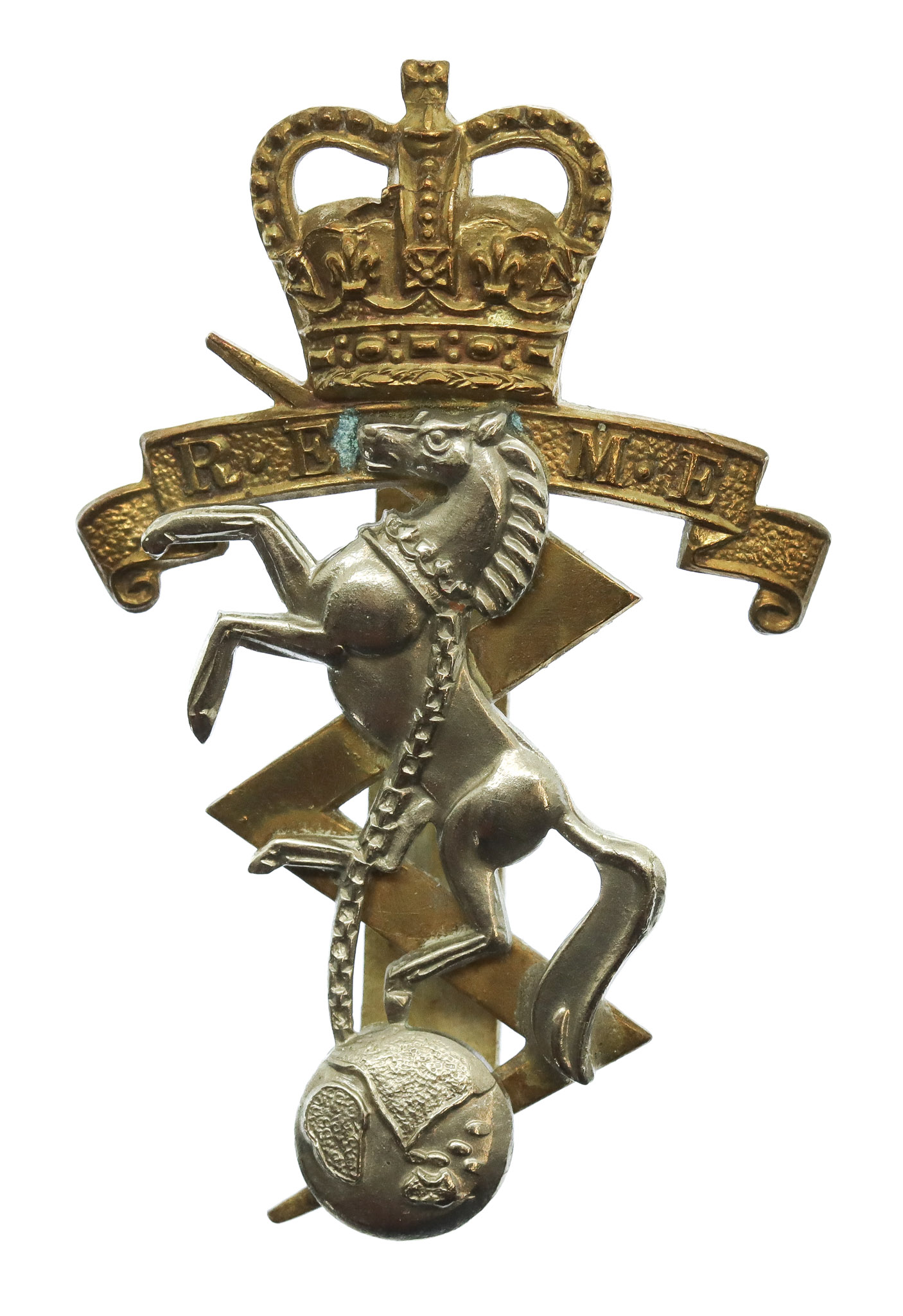Royal Electrical & Mechanical Engineers (R.E.M.E.) Bi-Metal Cap Badge - Queen's Crown